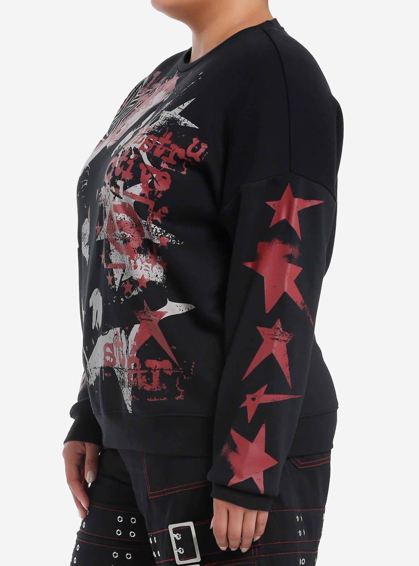 Social Collision Punk Star Girls Sweatshirt Plus Size, RED, alternate
