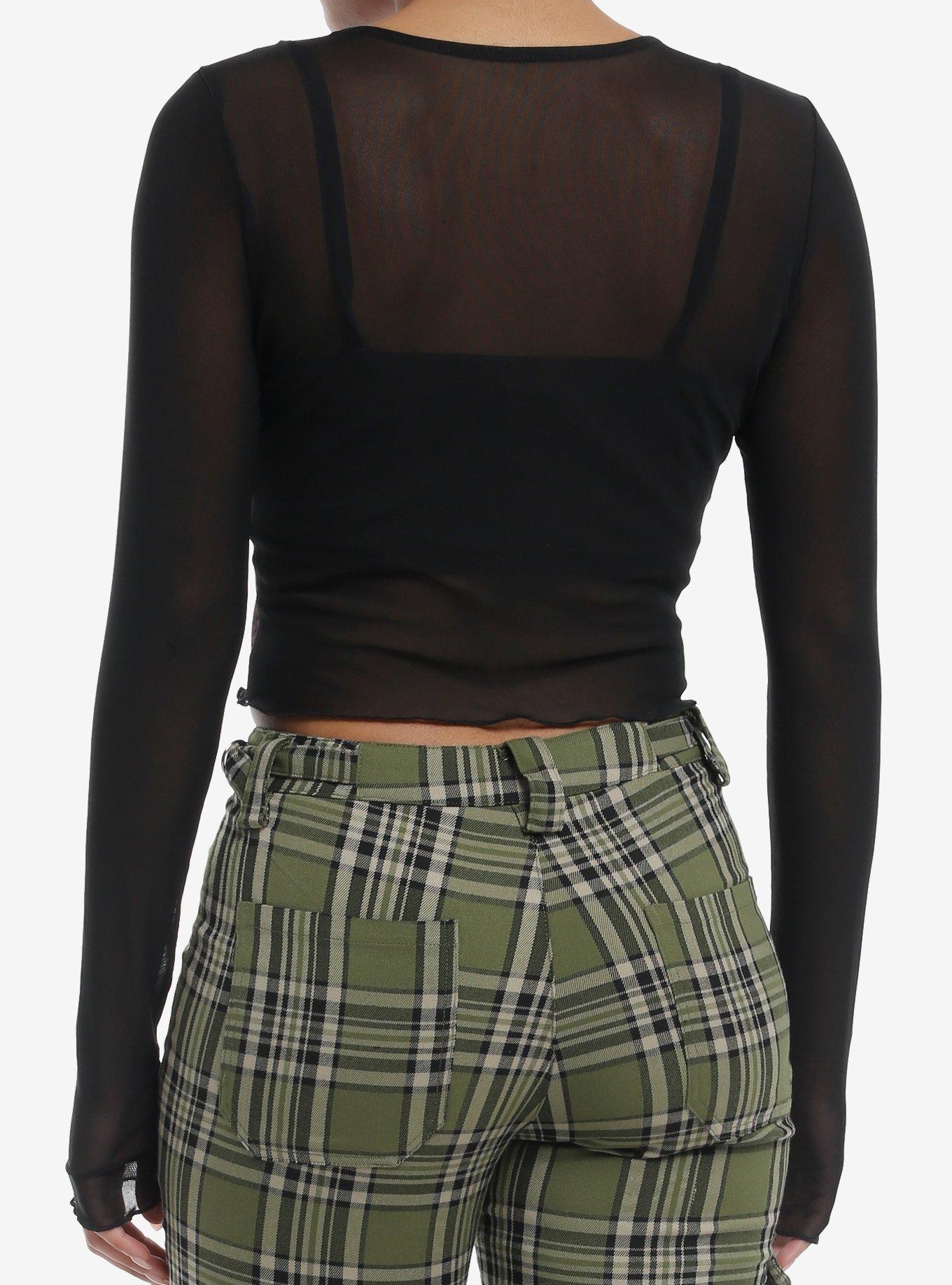 The Lady Of Shalott Mesh Girls Twofer Long-Sleeve Top, BROWN, alternate