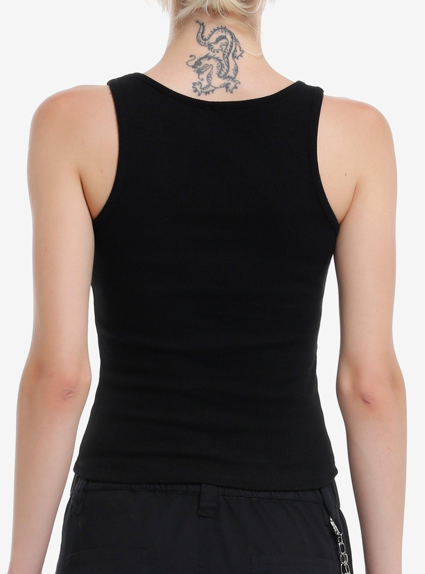 Social Collision Safety Pin Cross Charm Girls Tank Top, SILVER, alternate