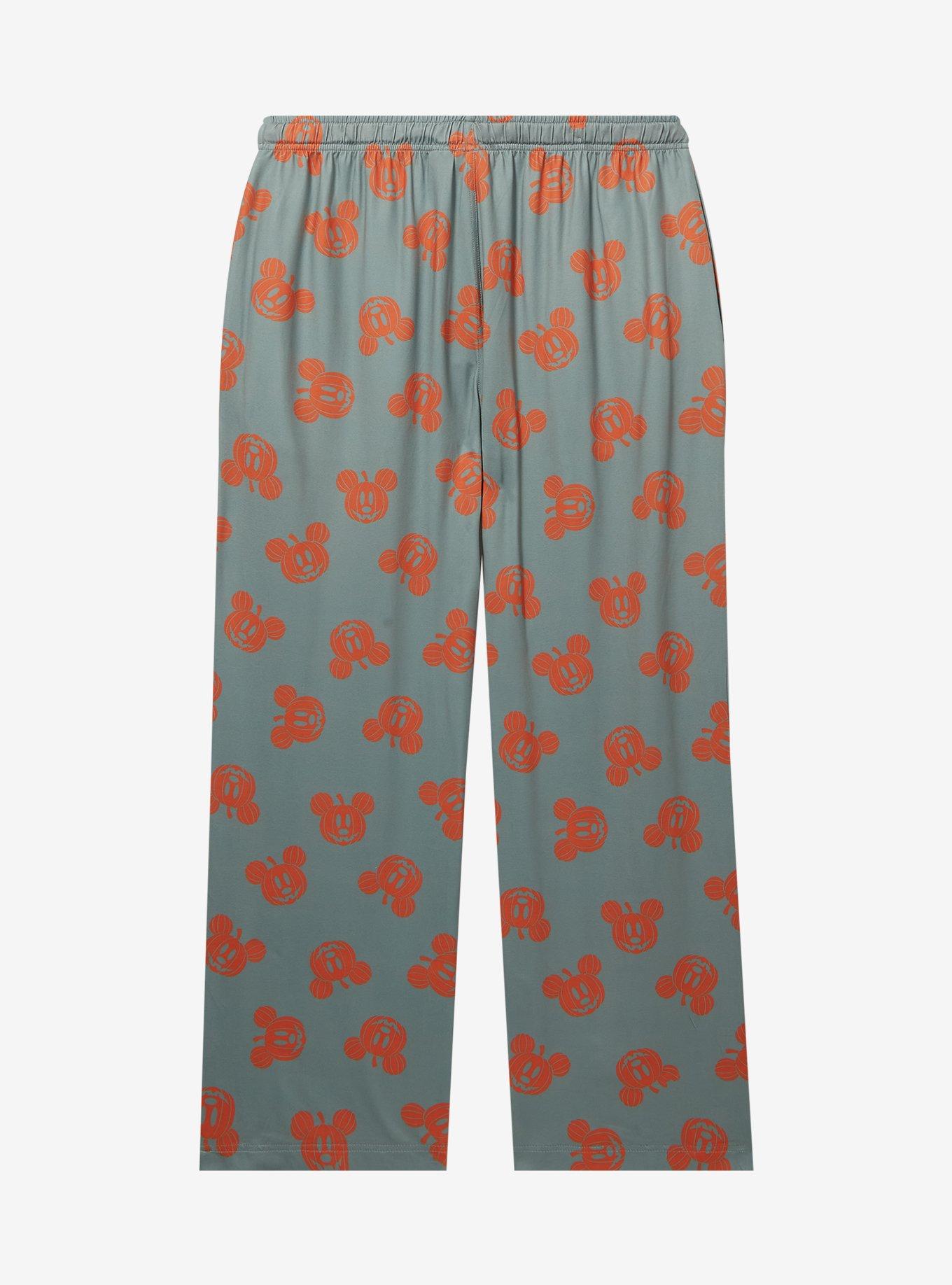 Disney Mickey Mouse Pumpkin Allover Print Women's Plus Size Sleep Pants — BoxLunch Exclusive, GREEN, alternate