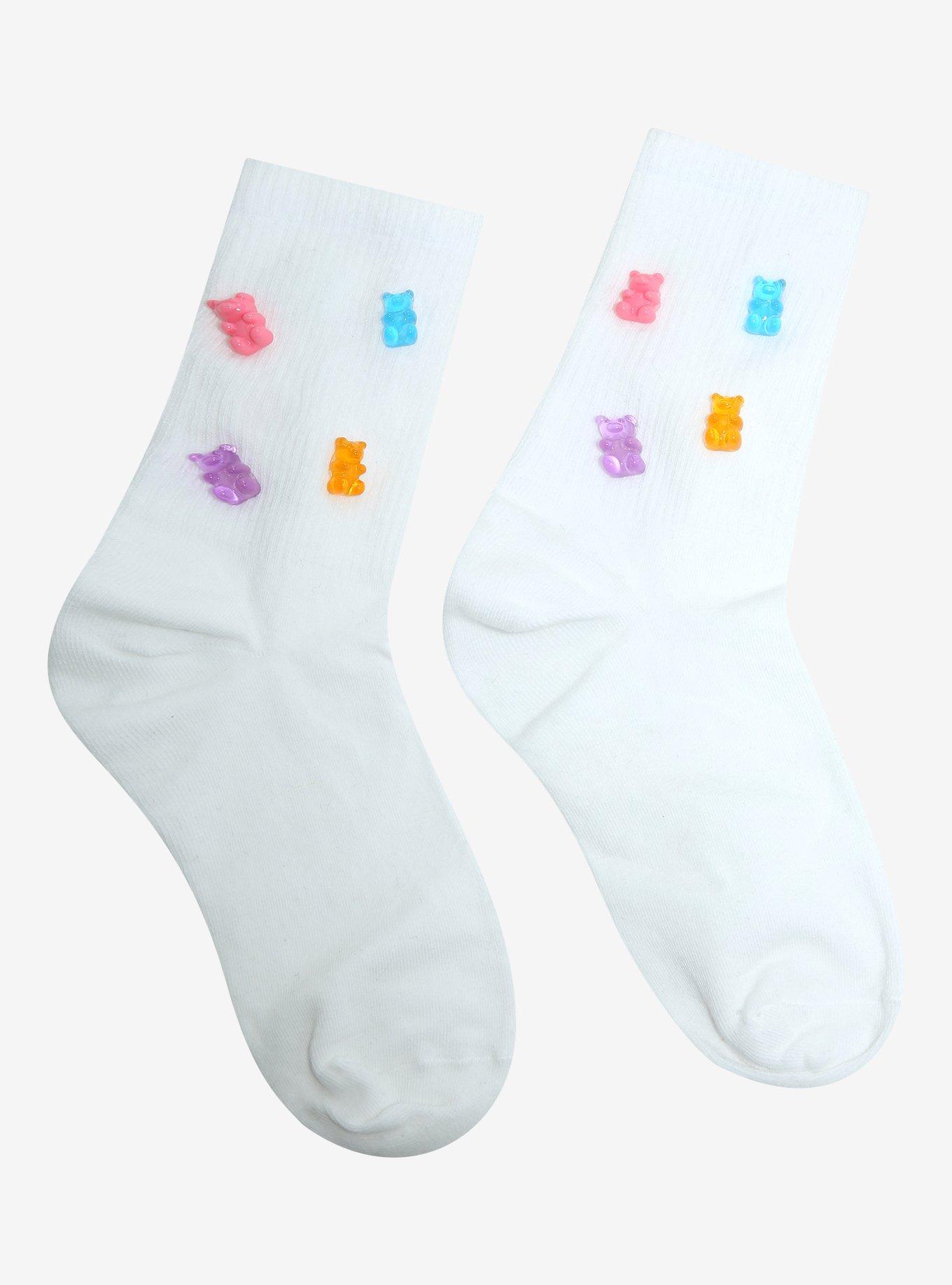 Rainbow Candy Bear Crew Socks, , alternate