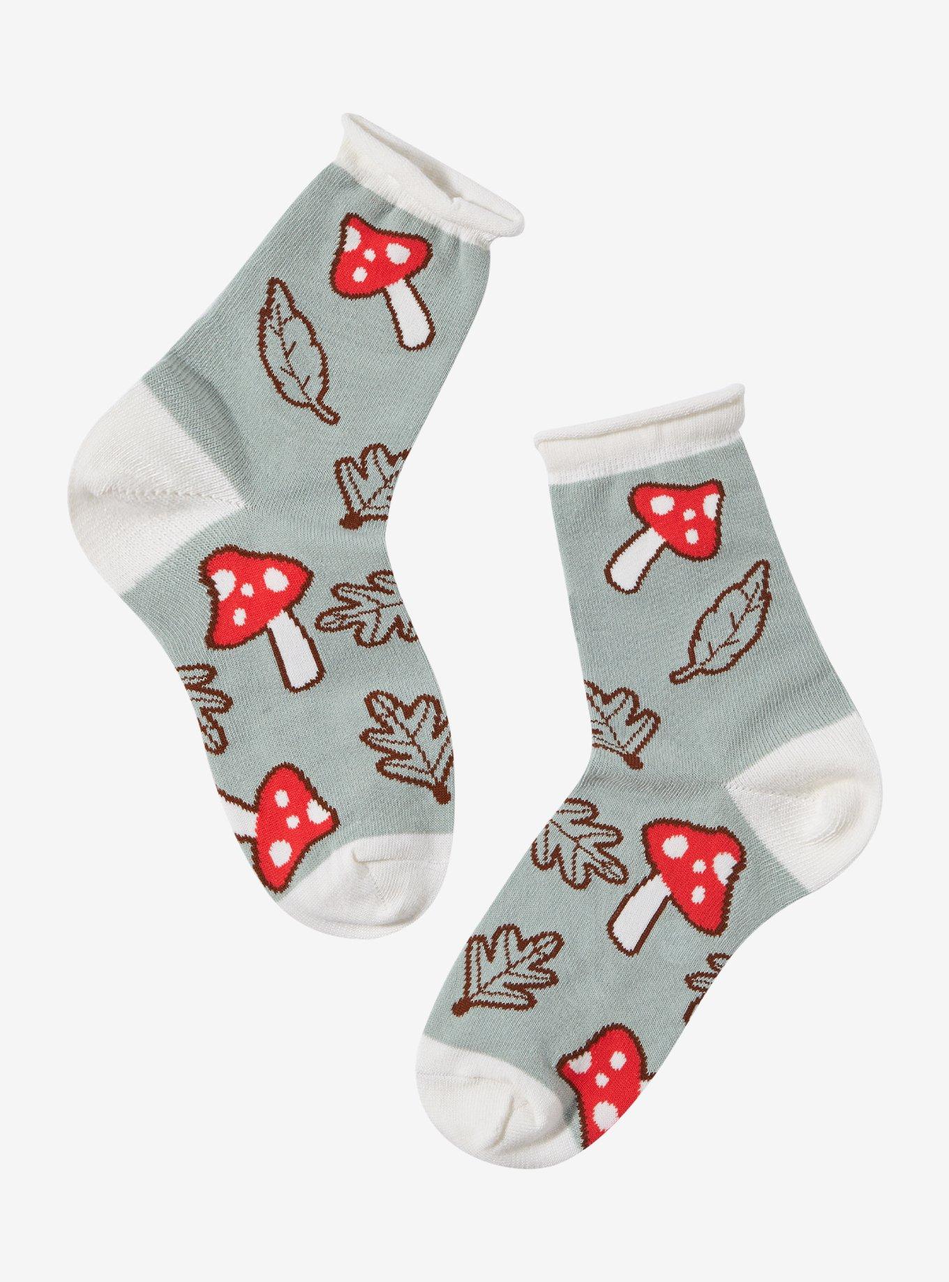 Fox Mushroom Rolled Ankle Socks, , alternate