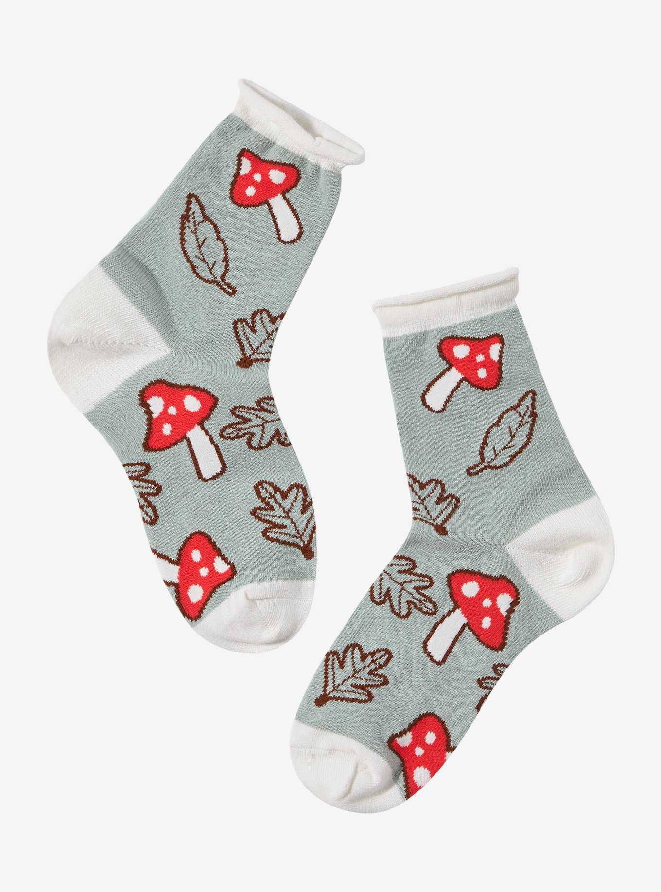 Fox Mushroom Rolled Ankle Socks, , hi-res