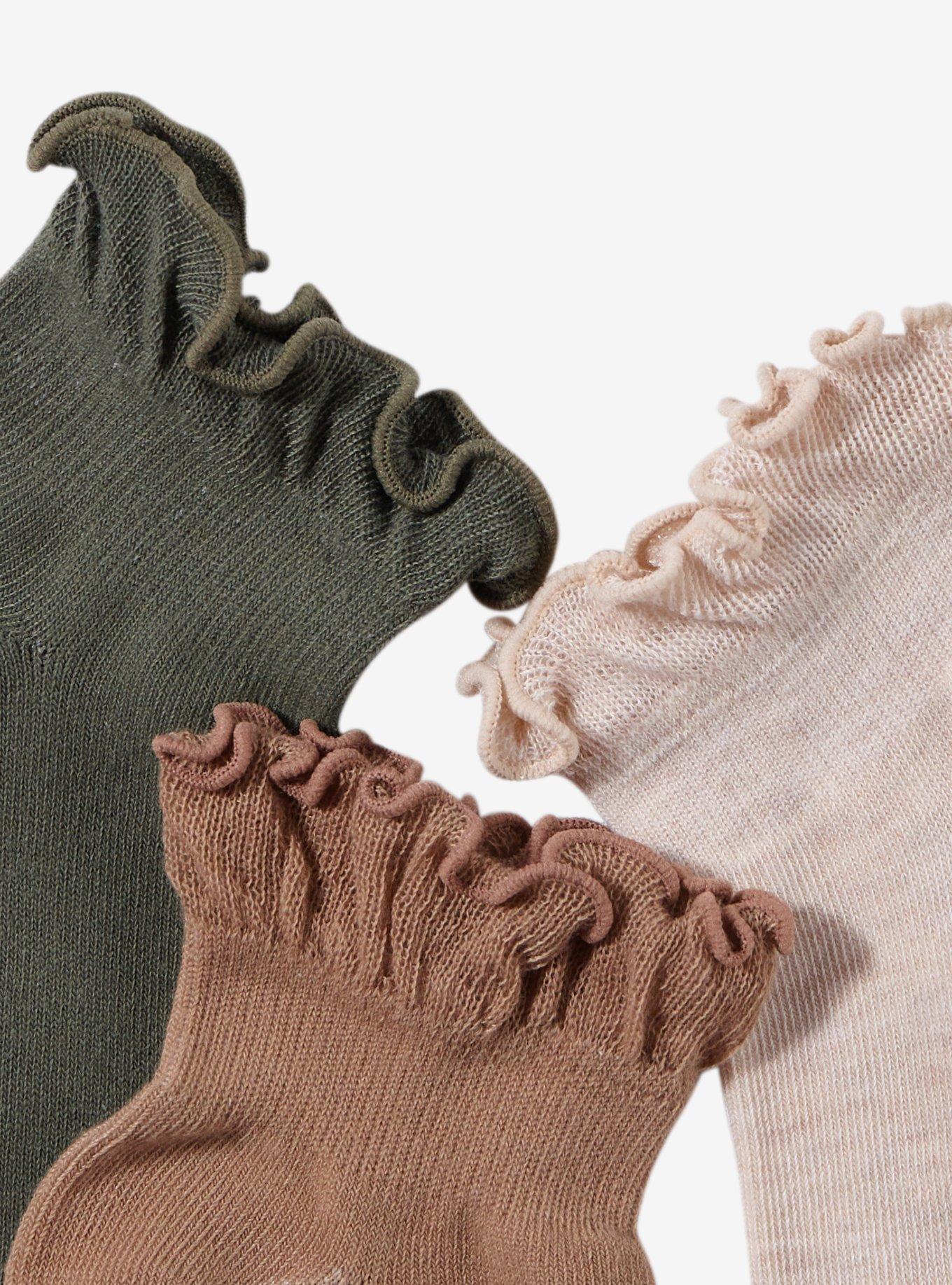 Neutral Lettice Trim Ankle Socks 3 Pack, , hi-res