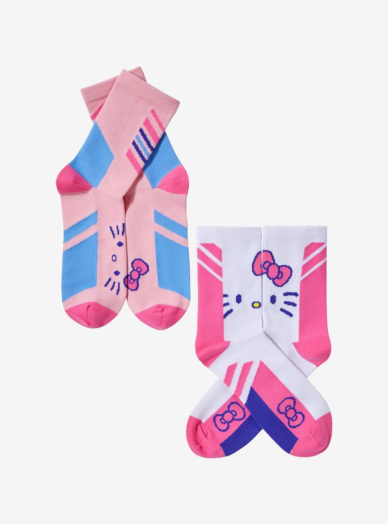 Hello Kitty Race Stripe Crew Socks 2 Pair, , alternate