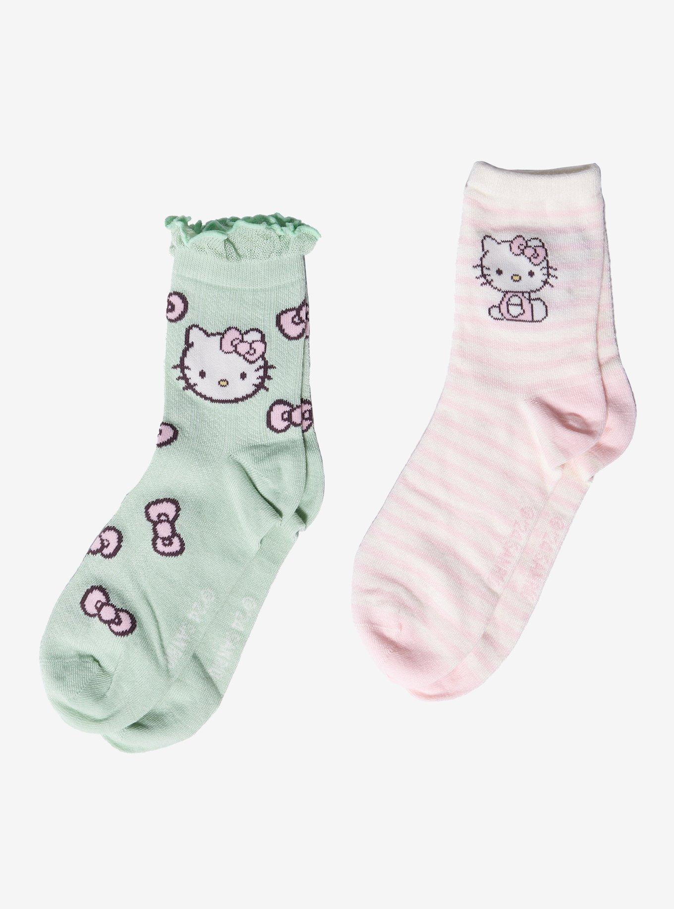 Hello Kitty Bow & Stripe Crew Socks 2 Pair