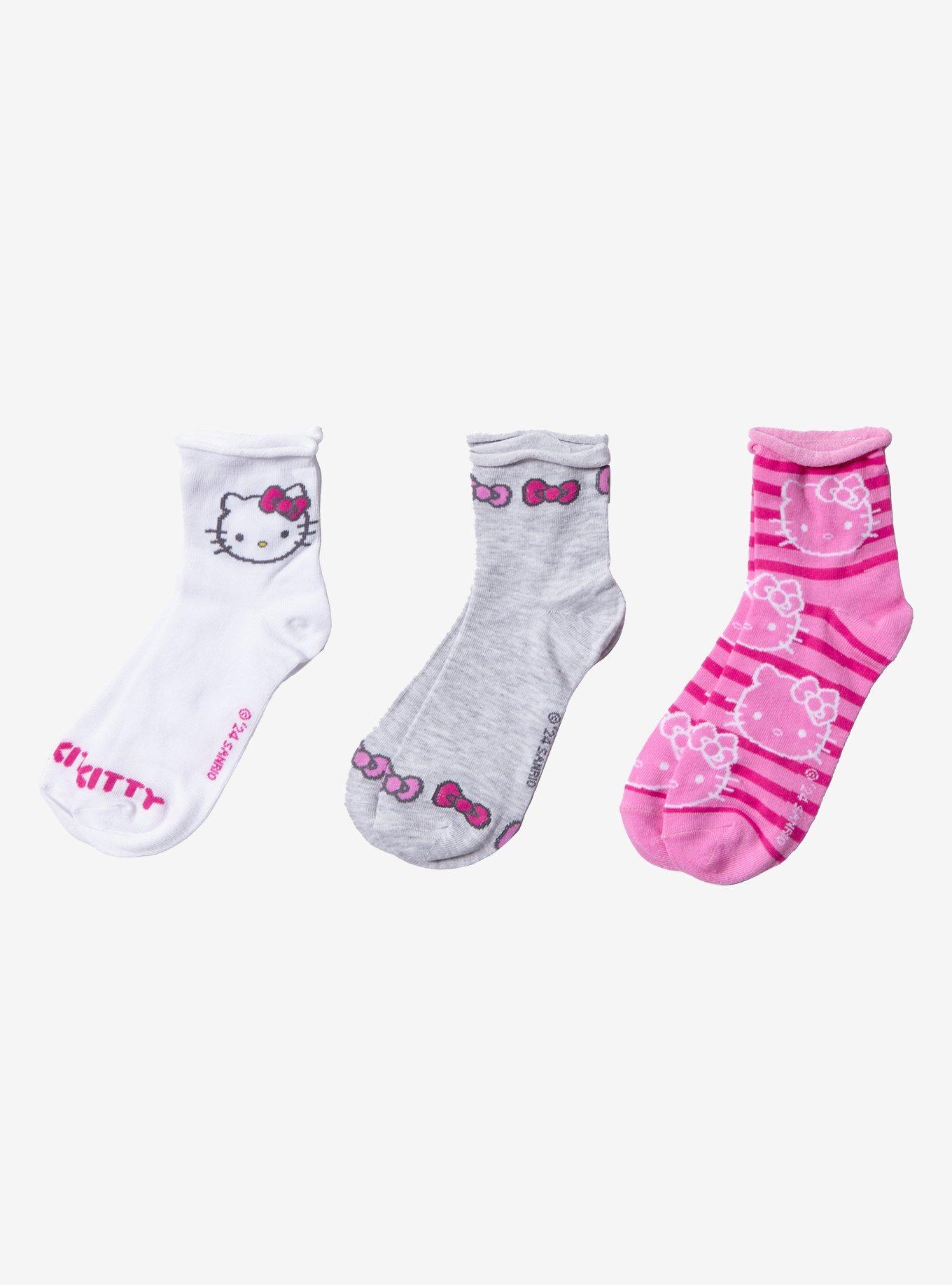 Hello Kitty Bow & Stripe Ankle Socks 3 Pair, , hi-res