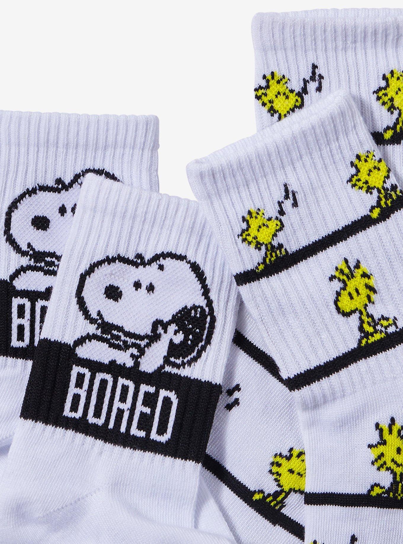 Peanuts Snoopy Woodstock Bored Crew Socks 2 Pair, , hi-res