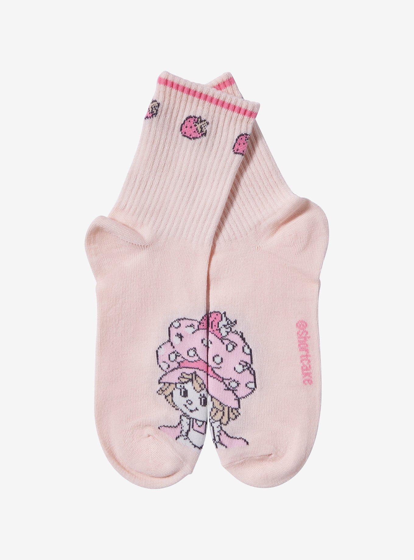 Strawberry Shortcake Pastel Ribbed Crew Socks 2 Pair, , hi-res