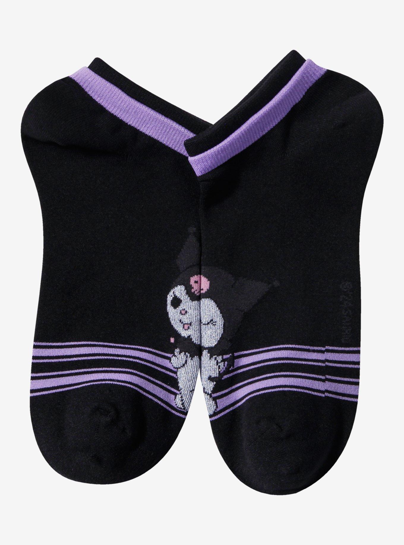 Kuromi Purple Stripe No-Show Socks