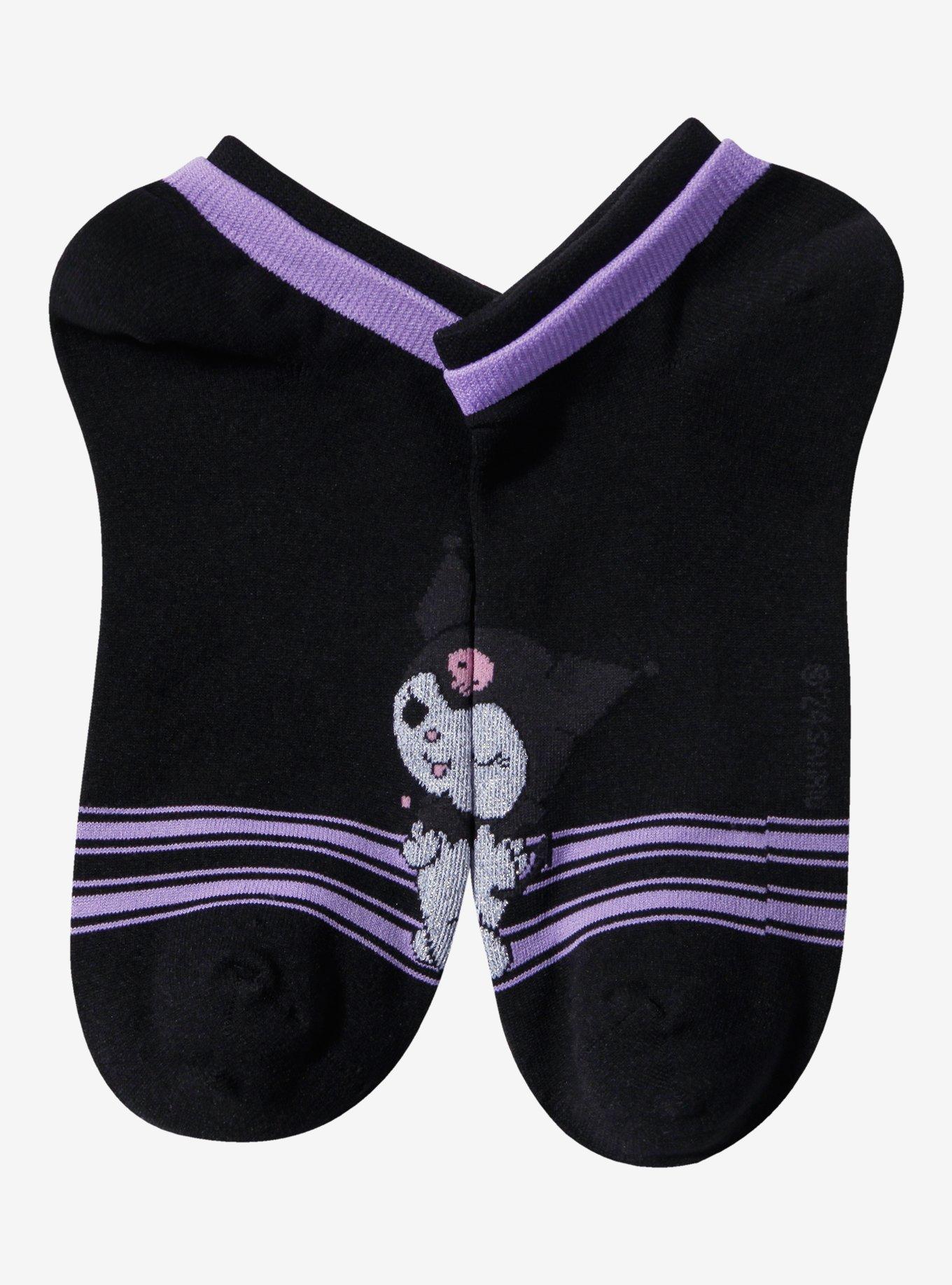 Kuromi Purple Stripe No-Show Socks, , alternate
