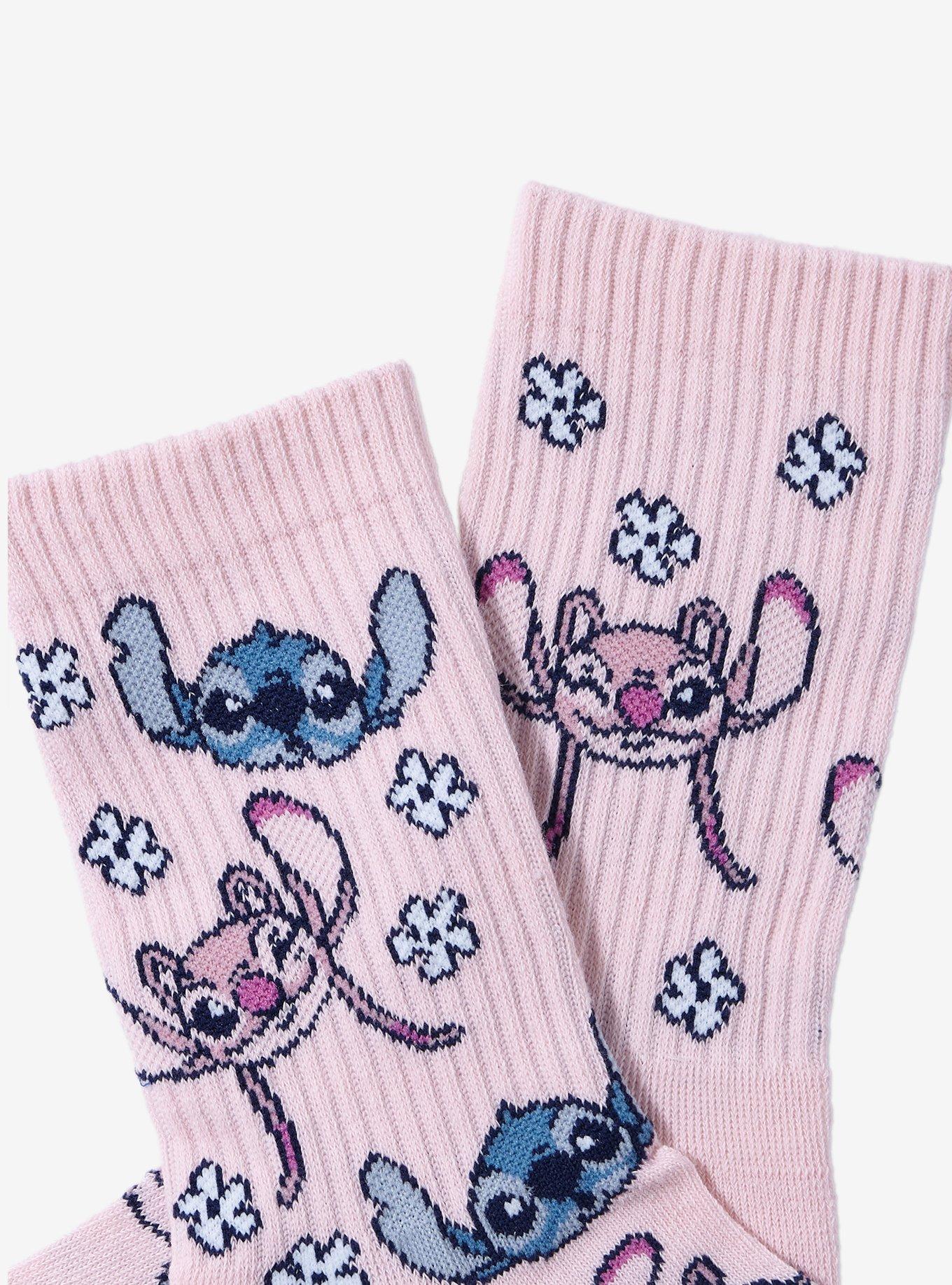 Disney Stitch & Angel Flowers Crew Socks, , alternate