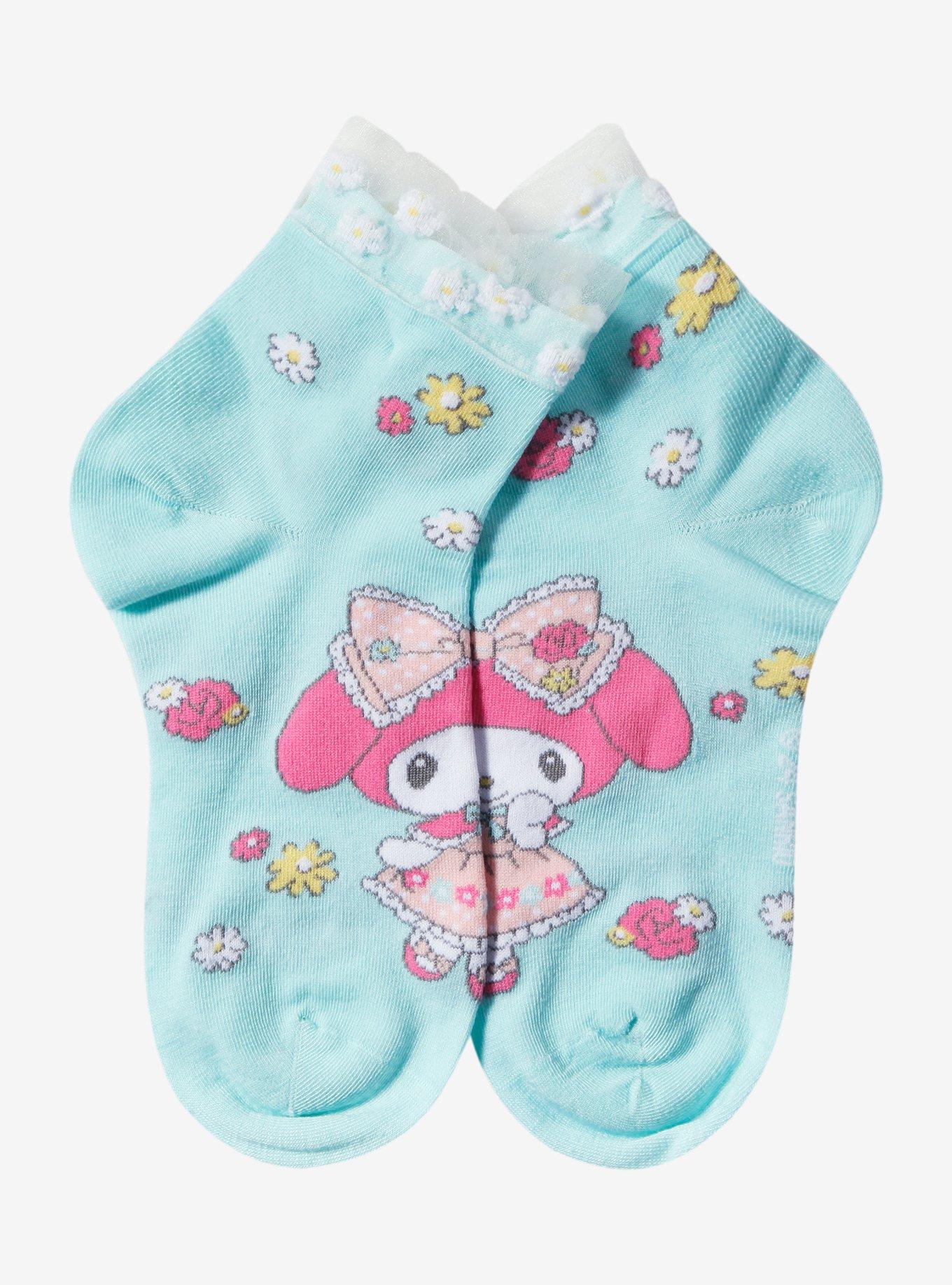 My Melody Floral Mesh Ankle Socks, , alternate