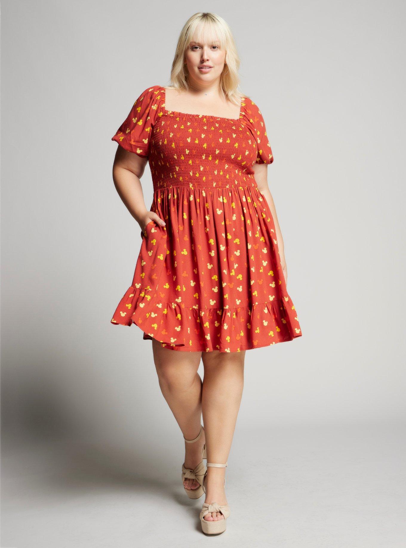 Her Universe Disney Mickey Mouse Sunset Allover Print Dress Plus Size, , hi-res