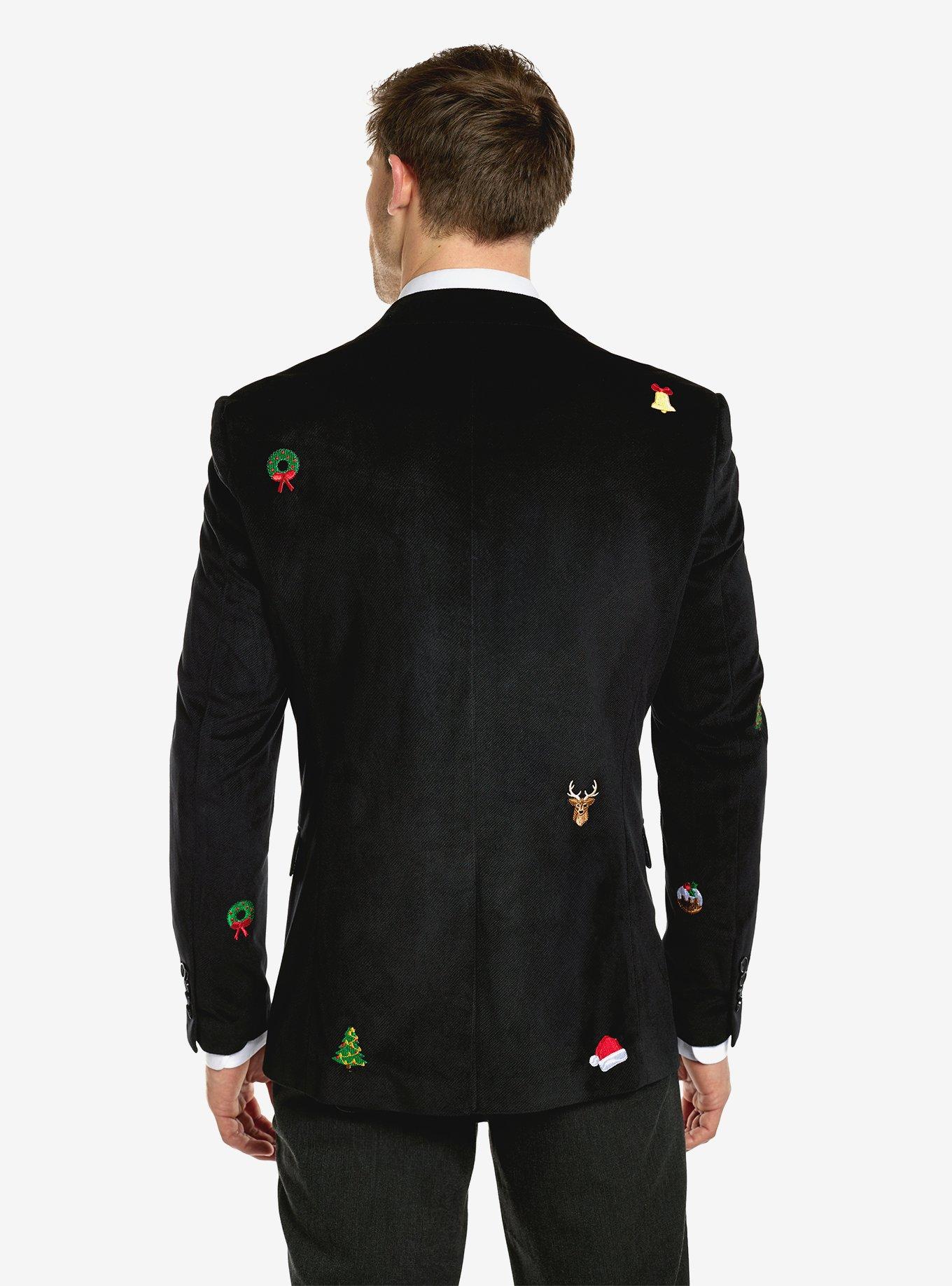 Christmas Icons Black Blazer, BLACK, alternate