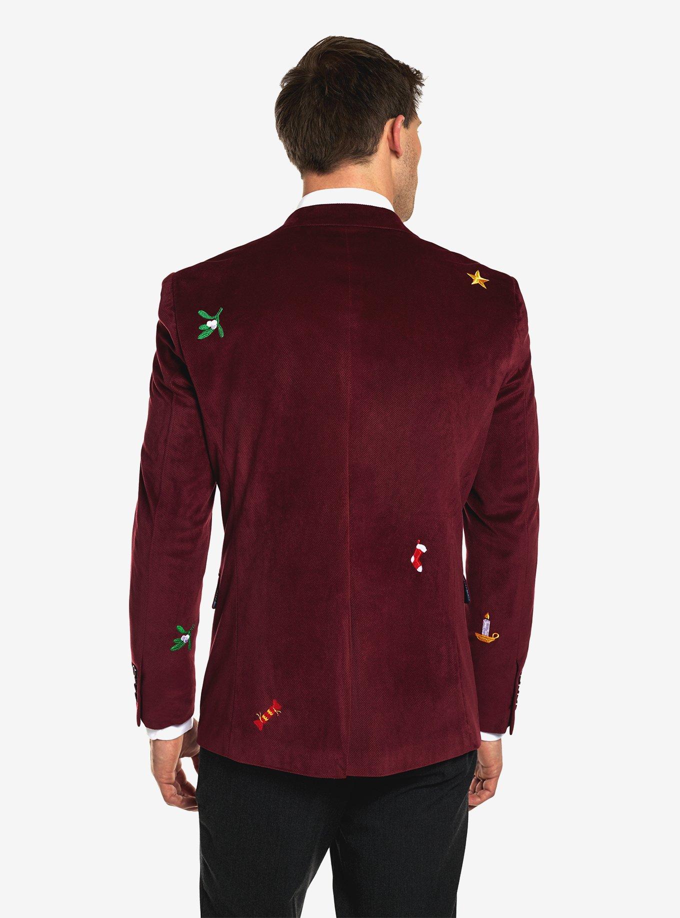 Christmas Icons Deep Burgundy Blazer, RED, alternate