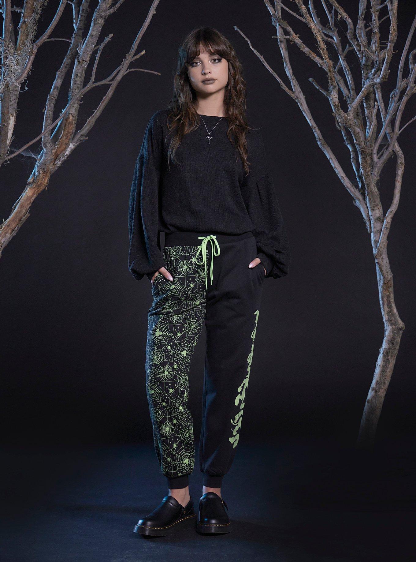 Her Universe Disney Halloween Split Glow-In-The-Dark Girls Jogger Sweatpants, BLACK, alternate
