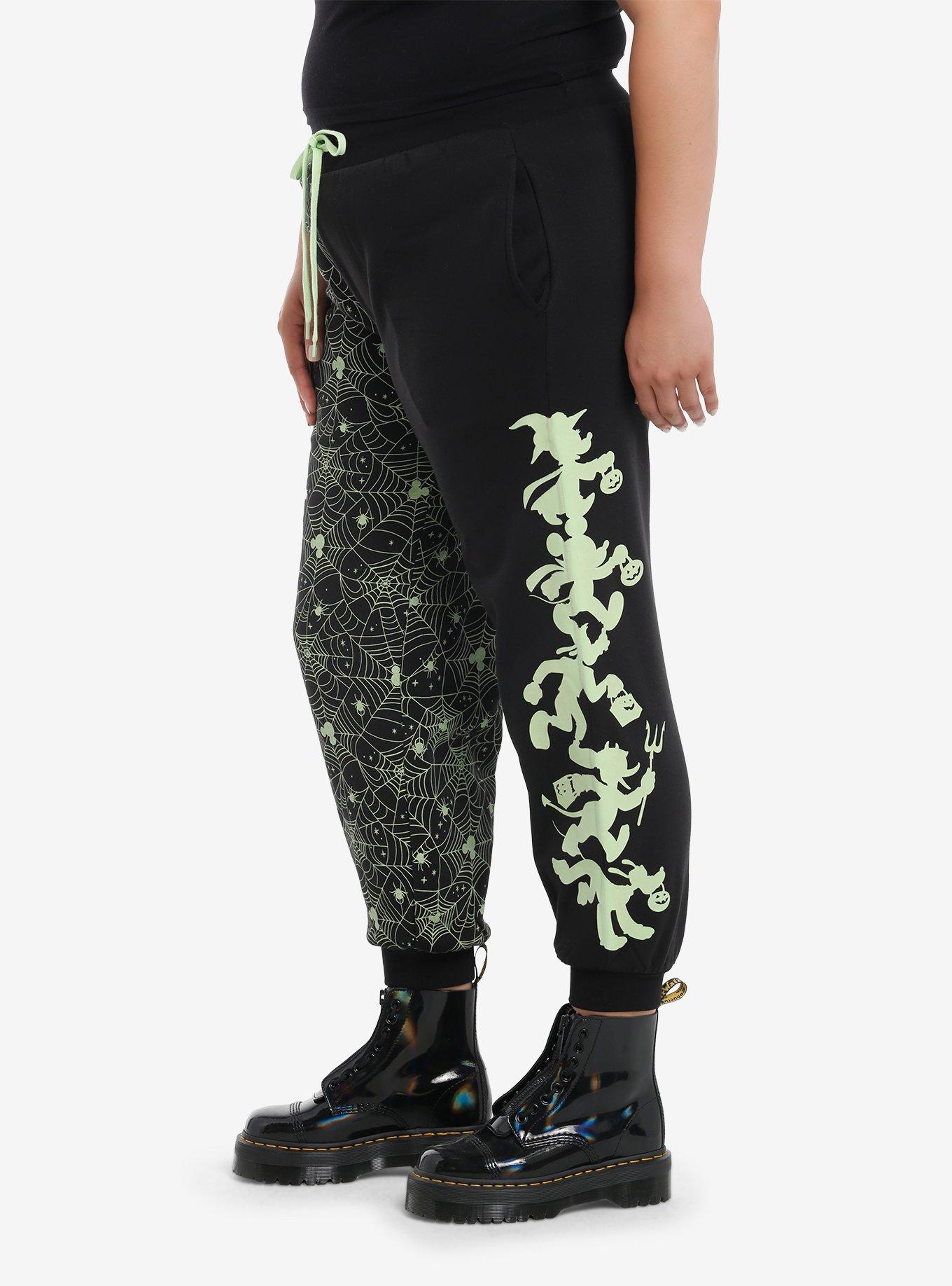 Her Universe Disney Halloween Split Glow-In-The-Dark Girls Jogger Sweatpants Plus Size, BLACK, alternate