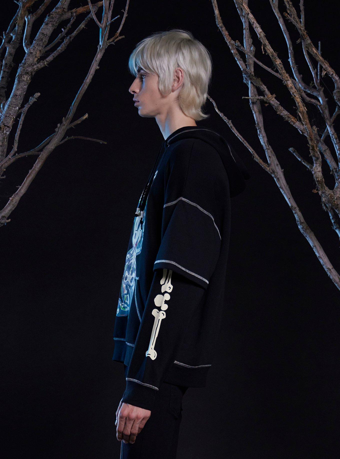 Our Universe Disney Halloween Mickey Mouse Skeleton Twofer Hoodie, BLACK, alternate