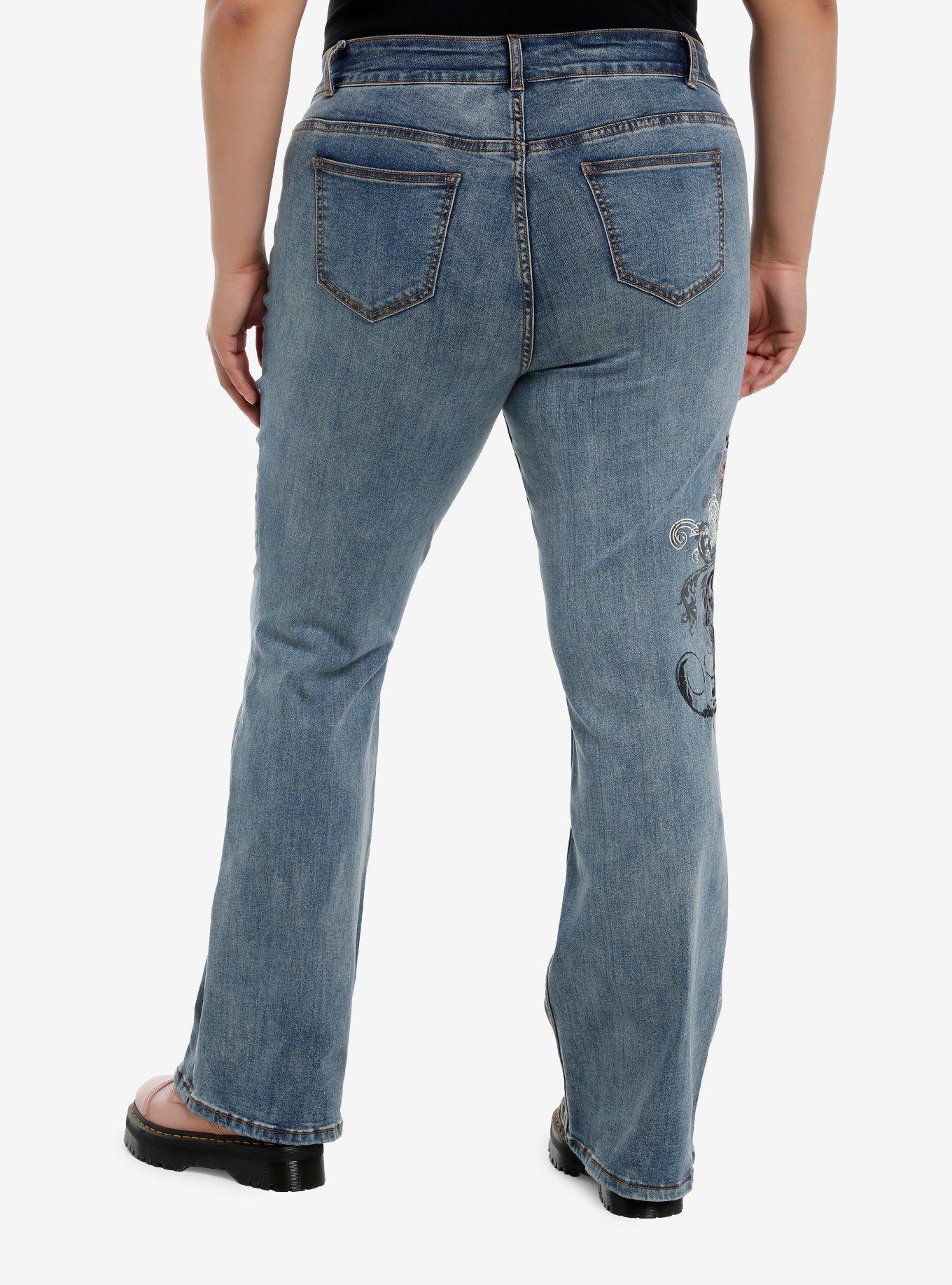 Gothic Cross Y2K Low-Rise Jeans Plus Size, INDIGO, alternate
