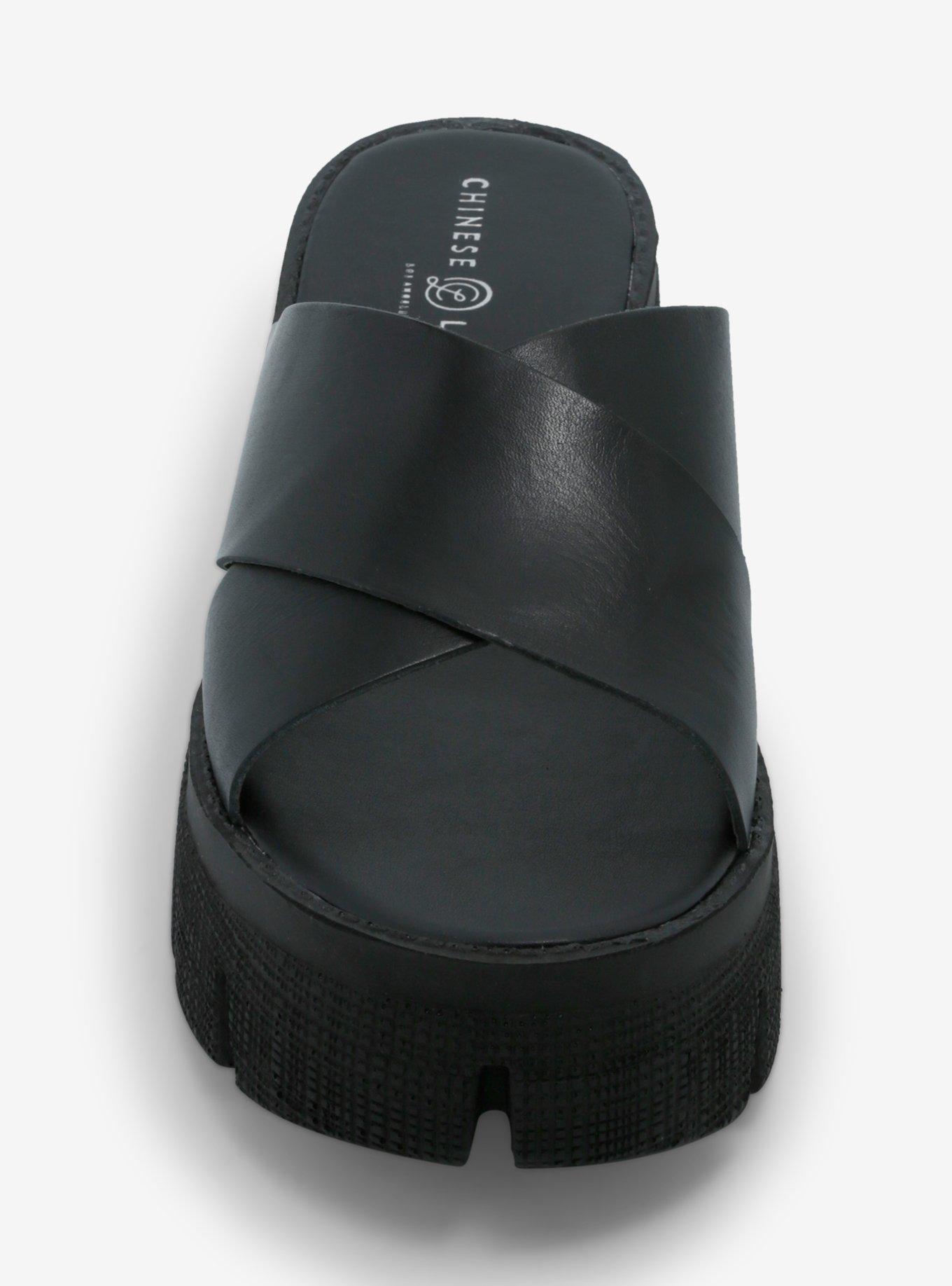Chinese Laundry Black Crisscross Platform Sandals, BLACK, alternate