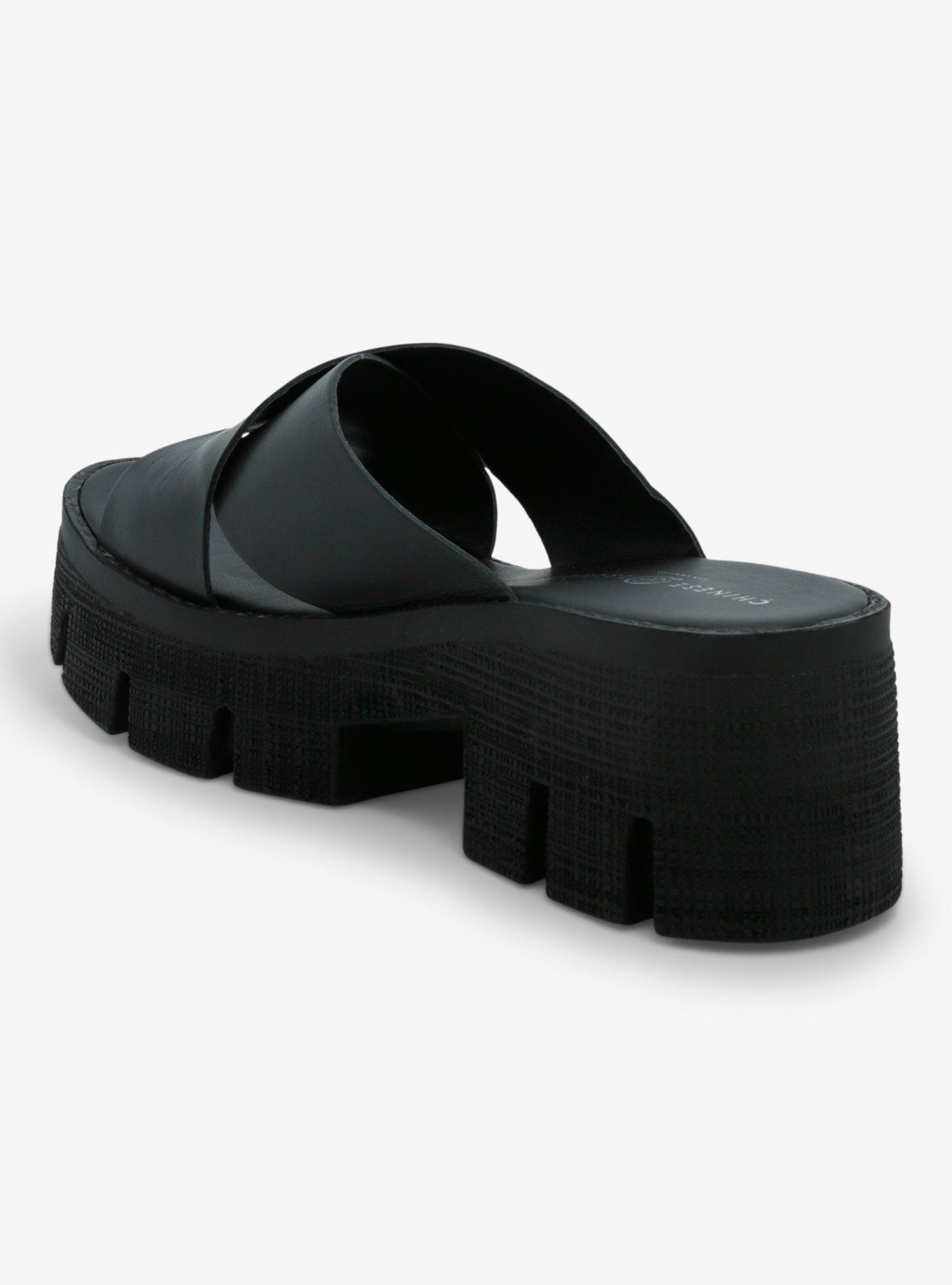 Chinese Laundry Black Crisscross Platform Sandals, BLACK, alternate