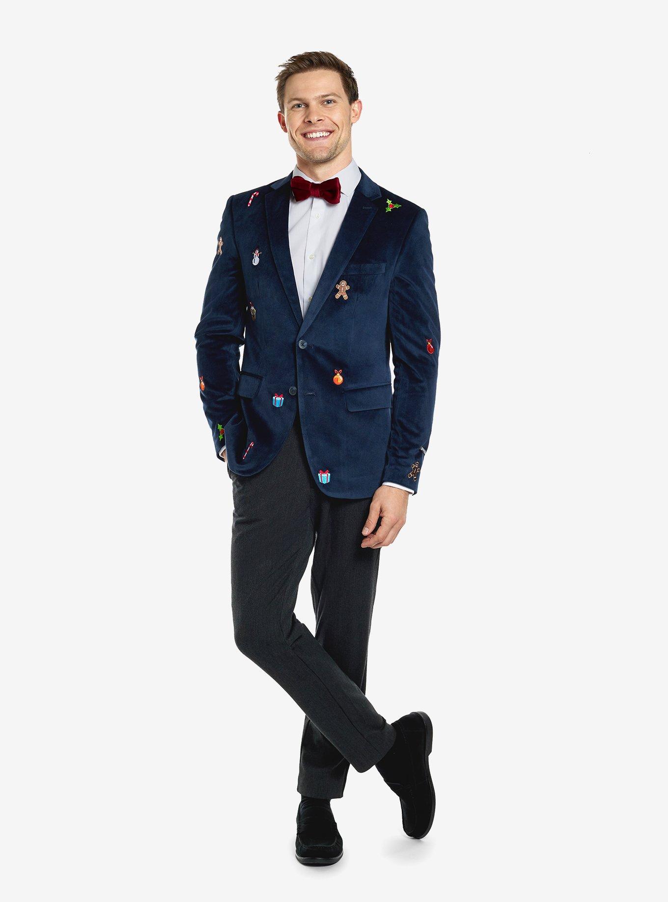 Christmas Icons Navy Blazer, , hi-res