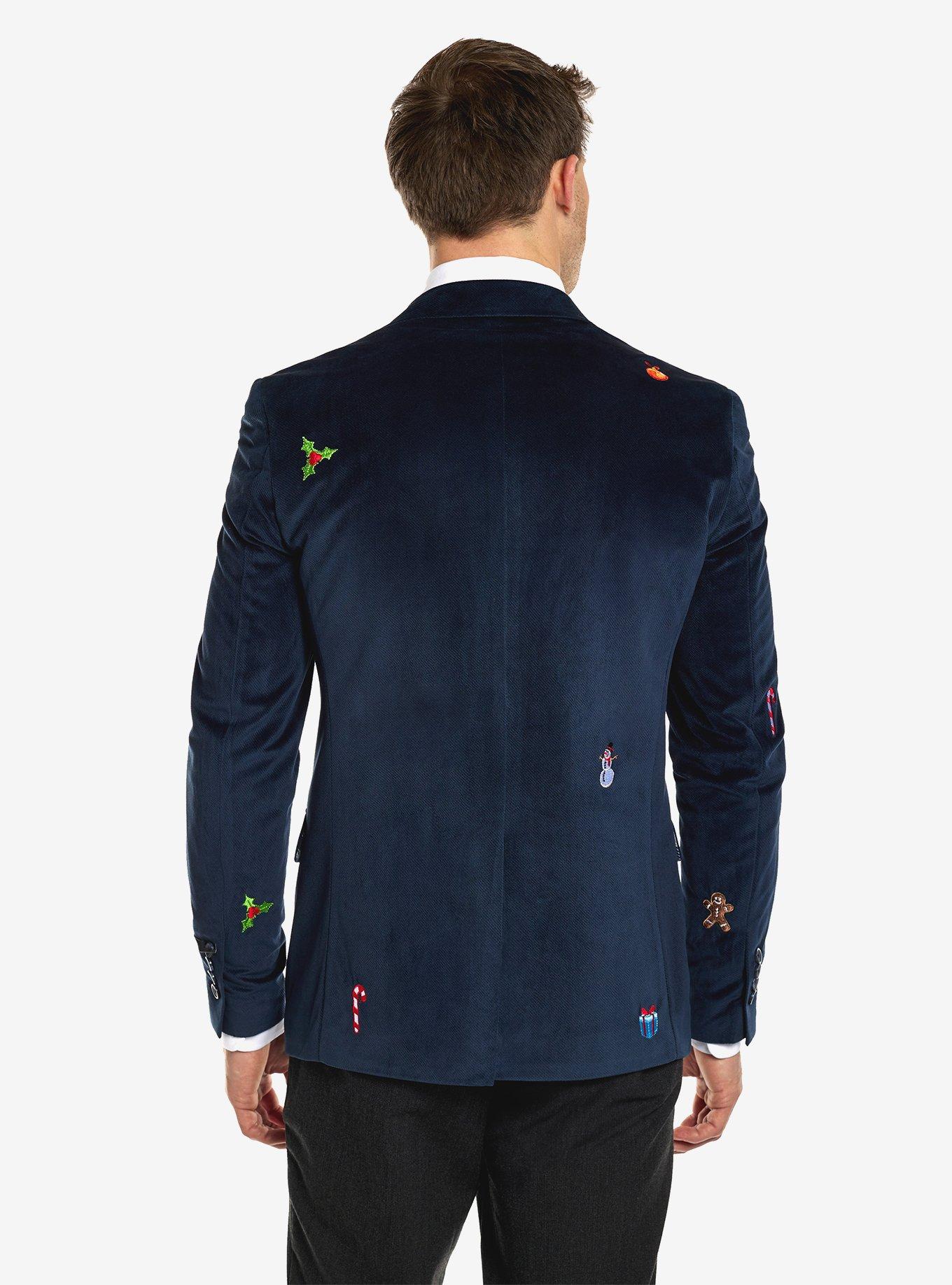 Christmas Icons Navy Blazer, BLUE, alternate
