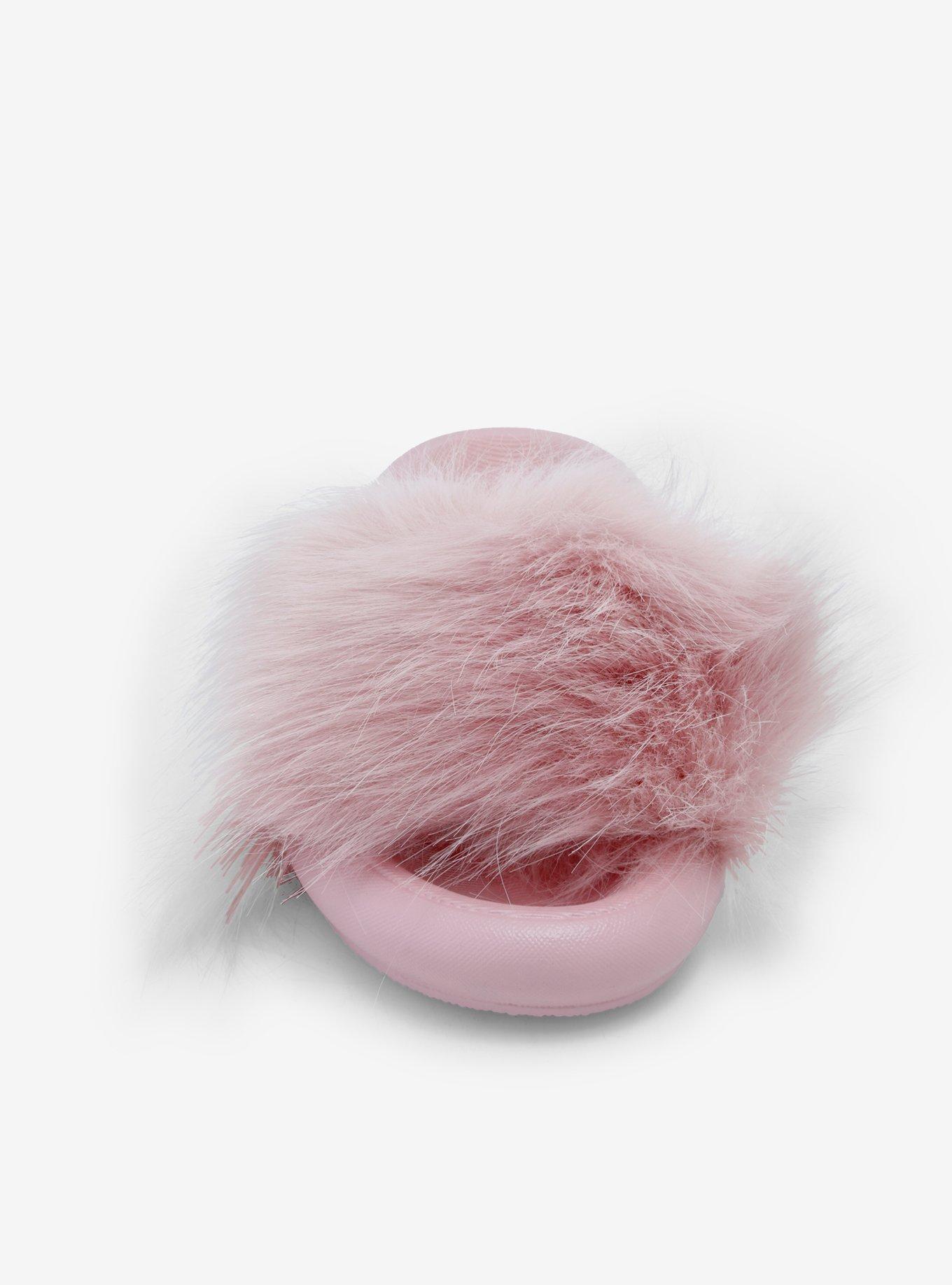 Yoki Gretta Lilac Fur Slide Sandals, PINK, alternate