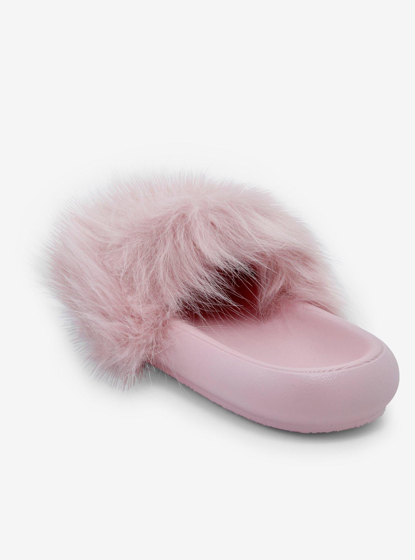Yoki Gretta Lilac Fur Slide Sandals, PINK, alternate