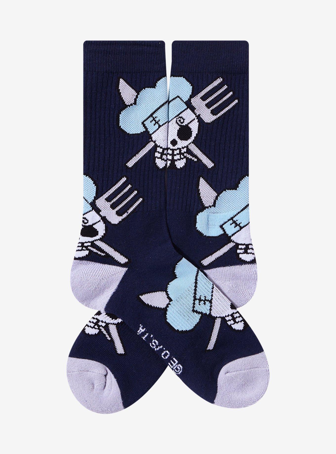 One Piece Sanji Logo Allover Print Crew Socks — BoxLunch Exclusive