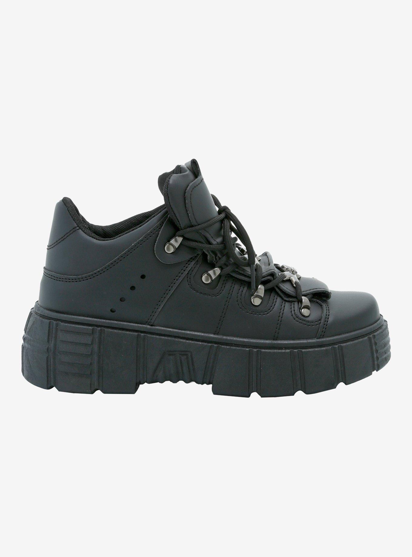 Koi Black Skull Chunky Sneakers, BLACK, alternate