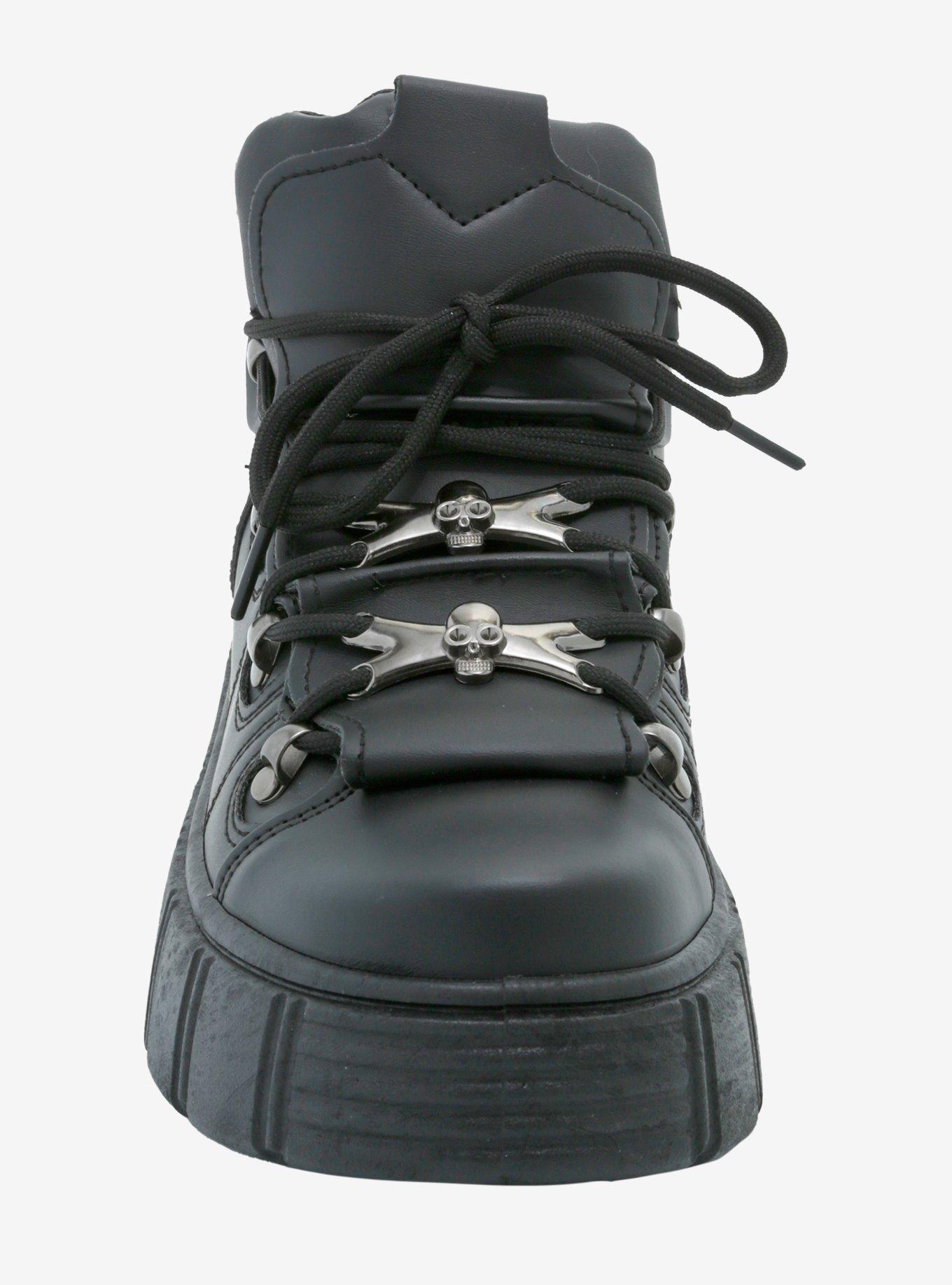 Koi Black Skull Chunky Sneakers, BLACK, alternate