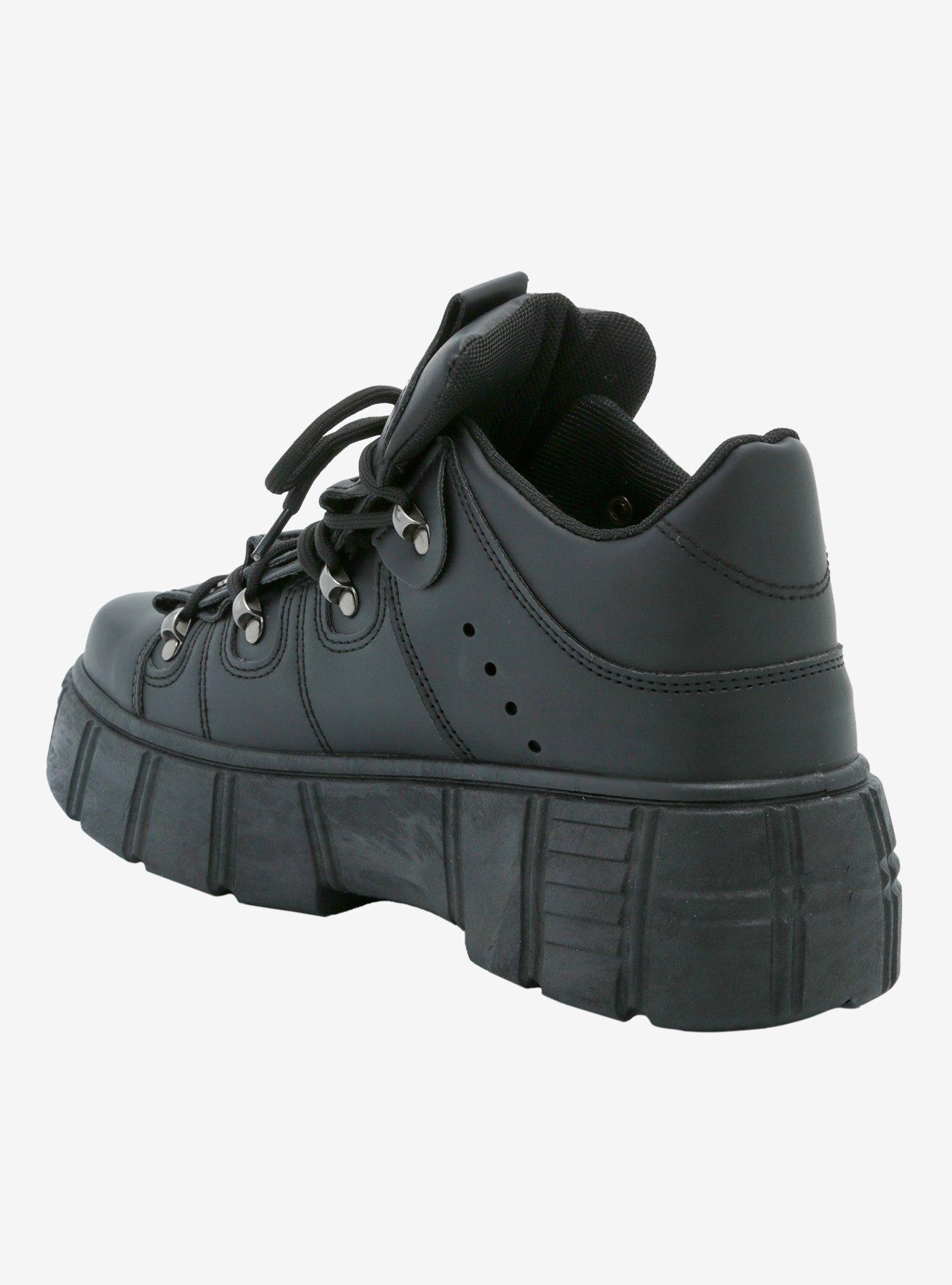 Koi Black Skull Chunky Sneakers, BLACK, alternate