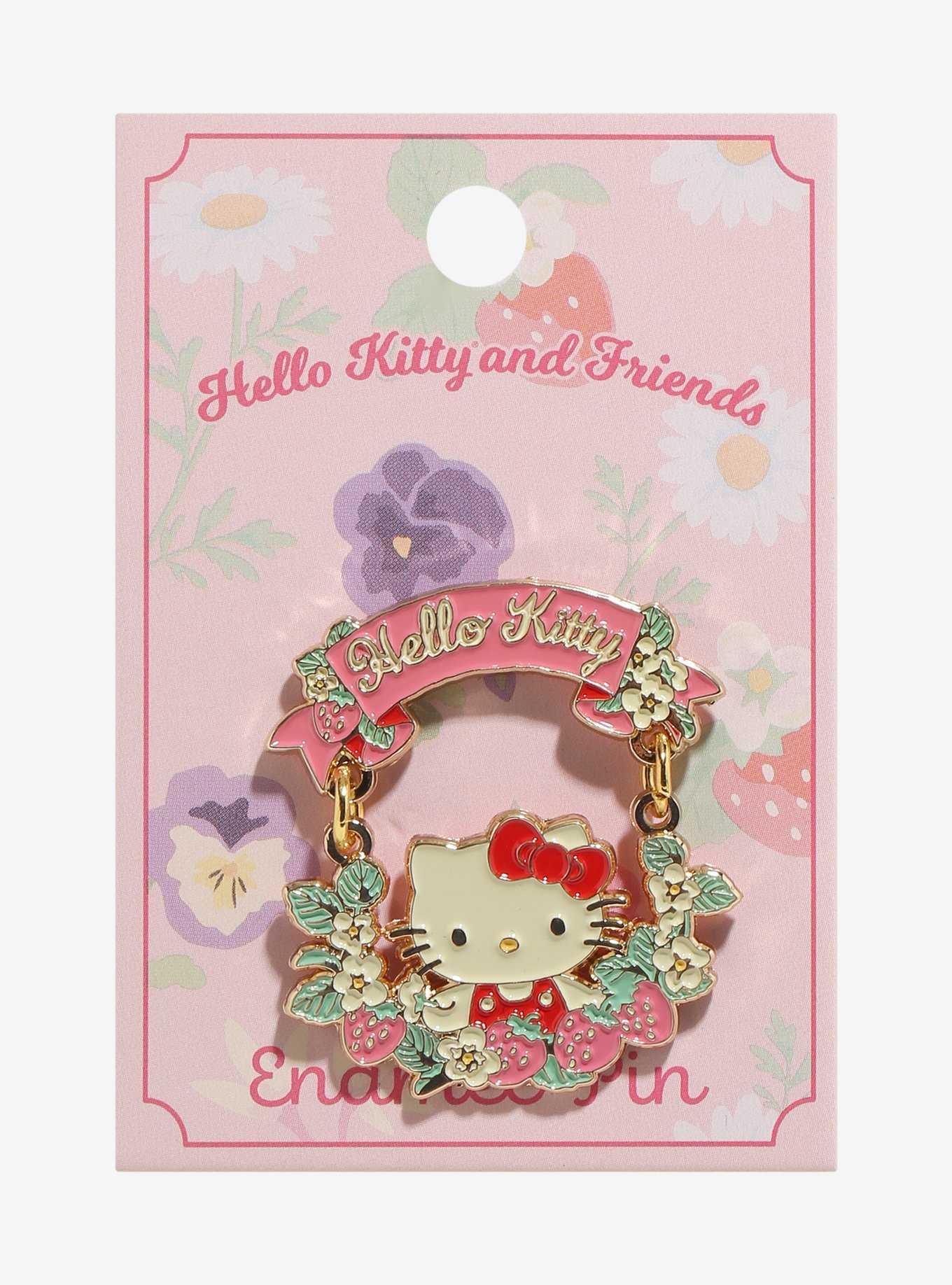 Sanrio Hello Kitty Floral Swinging Enamel Pin - BoxLunch Exclusive, , hi-res