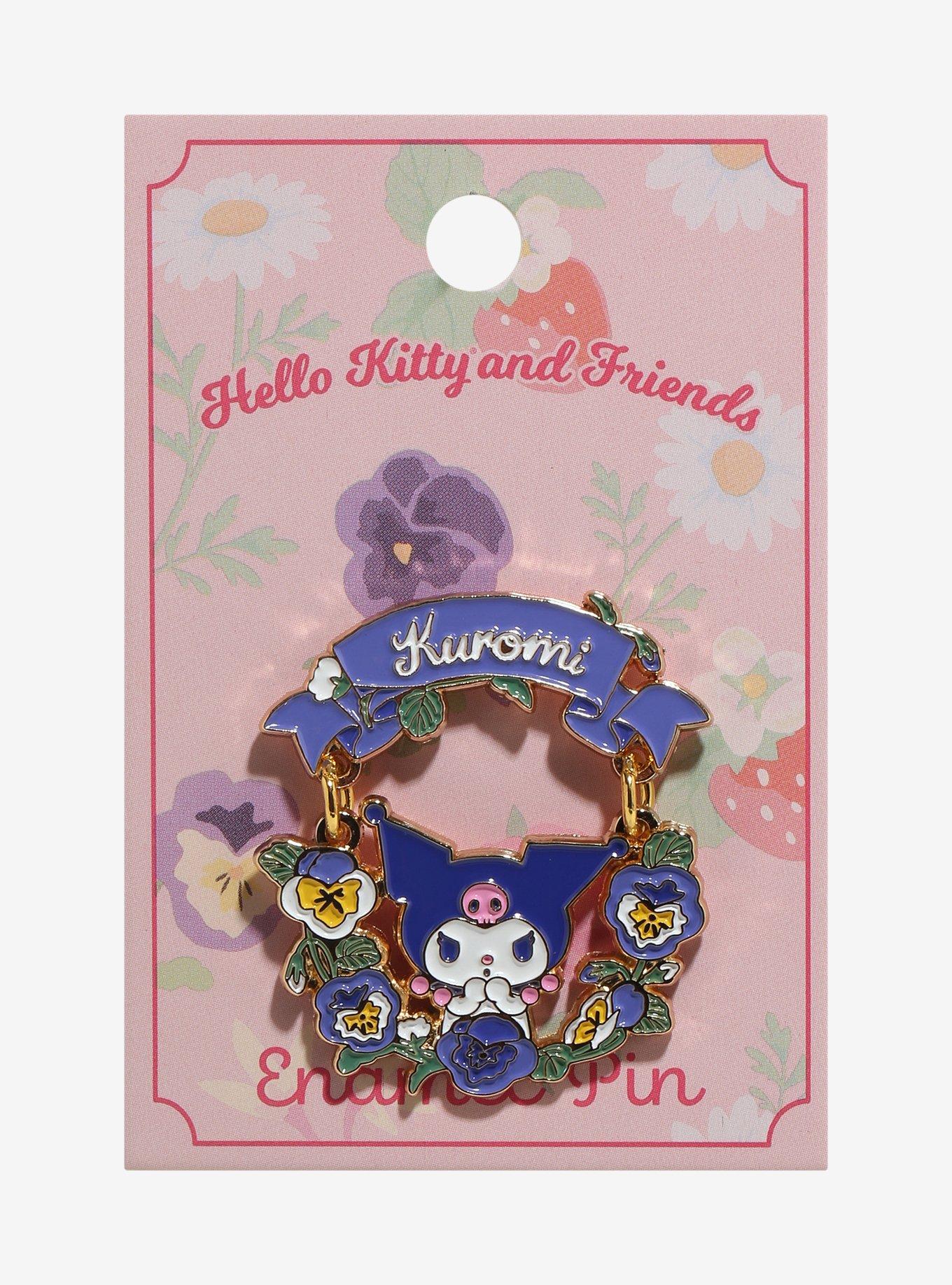 Sanrio Kuromi Floral Swinging Enamel Pin - BoxLunch Exclusive, , alternate