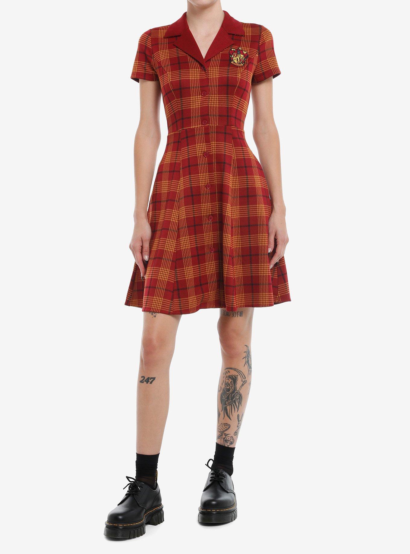 Her Universe Harry Potter Gryffindor House Plaid Dress, PLAID - RED, alternate