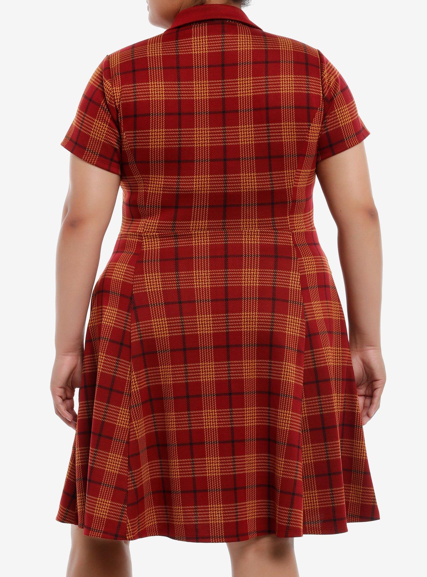 Her Universe Harry Potter Gryffindor House Plaid Dress Plus Size, PLAID - RED, alternate