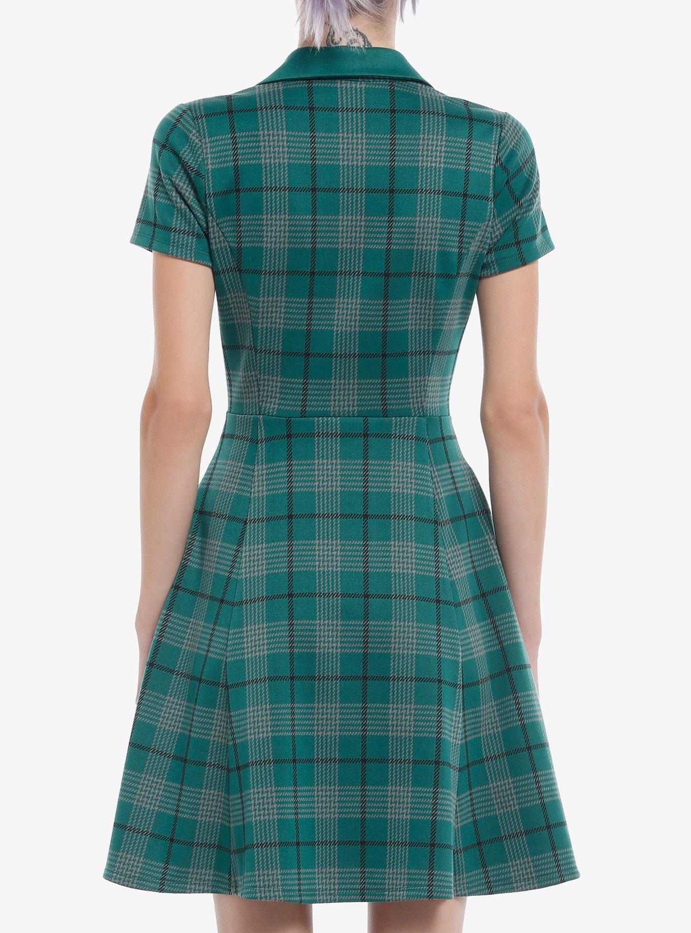 Her Universe Harry Potter Slytherin House Plaid Dress, PLAID - GREEN, alternate