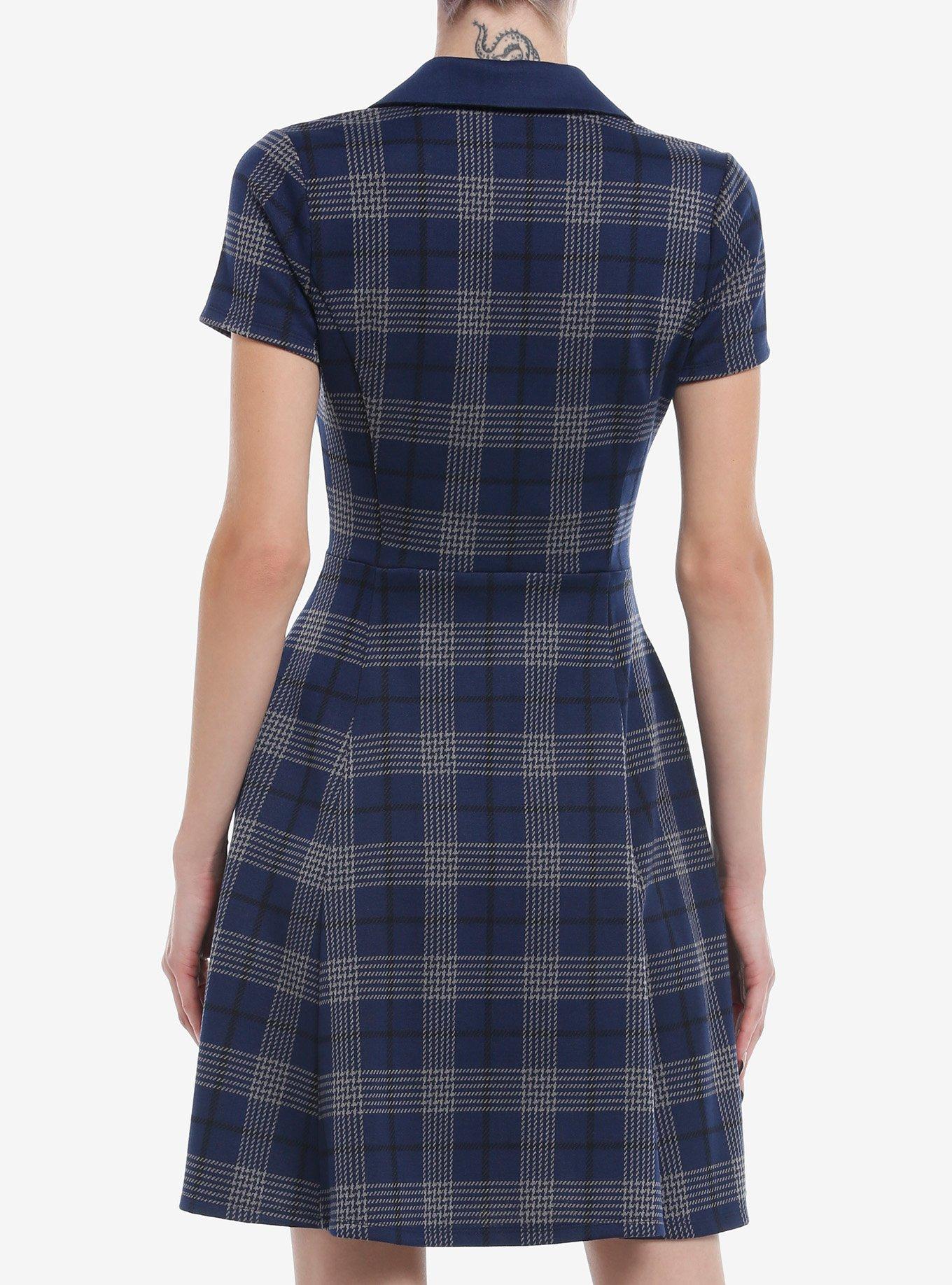 Her Universe Harry Potter Ravenclaw House Plaid Dress, PLAID - BLUE, alternate