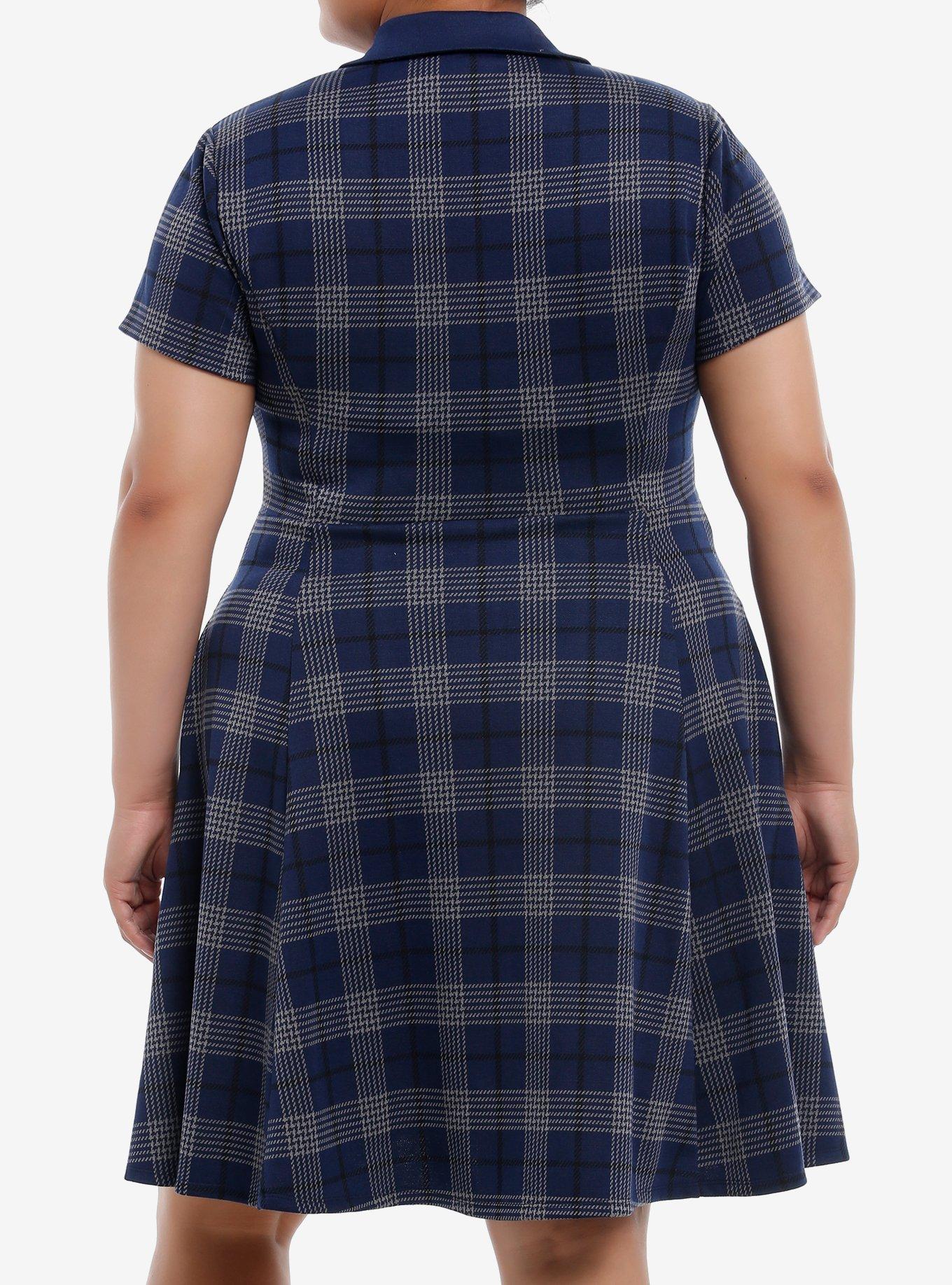 Her Universe Harry Potter Ravenclaw House Plaid Dress Plus Size, PLAID - BLUE, alternate