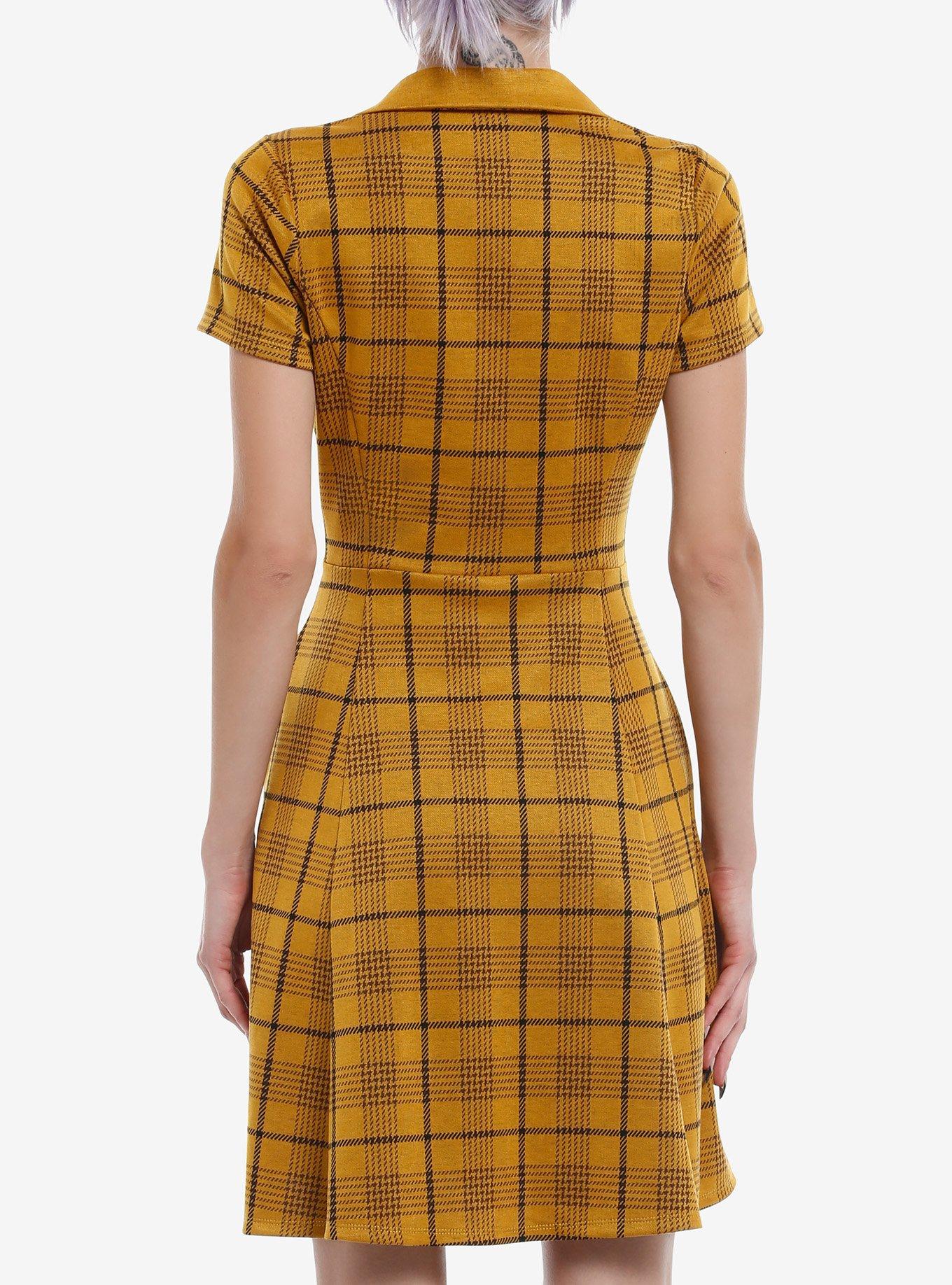Her Universe Harry Potter Hufflepuff House Plaid Dress, PLAID - YELLOW, alternate
