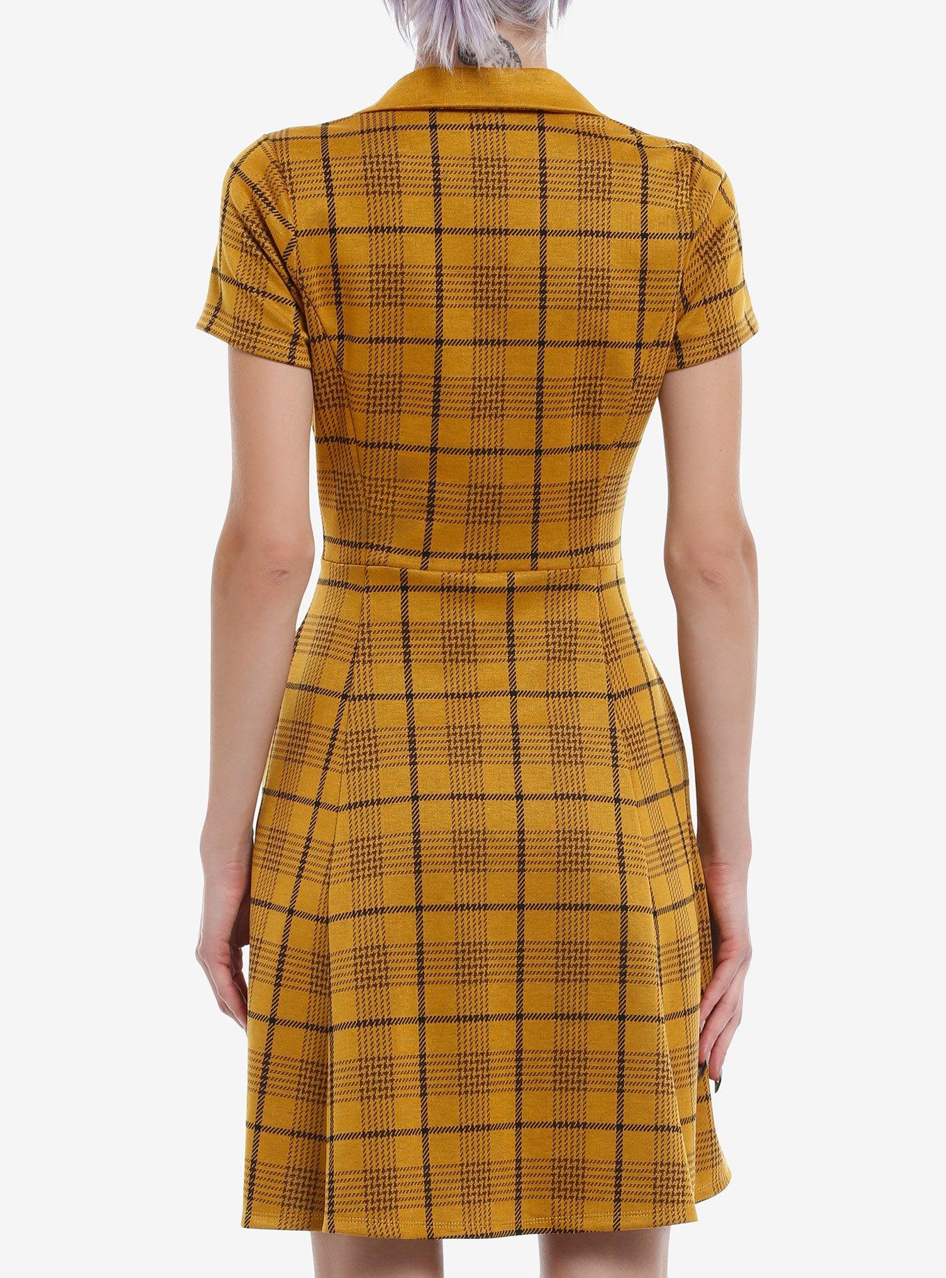 Her Universe Harry Potter Hufflepuff House Plaid Dress, PLAID - YELLOW, alternate