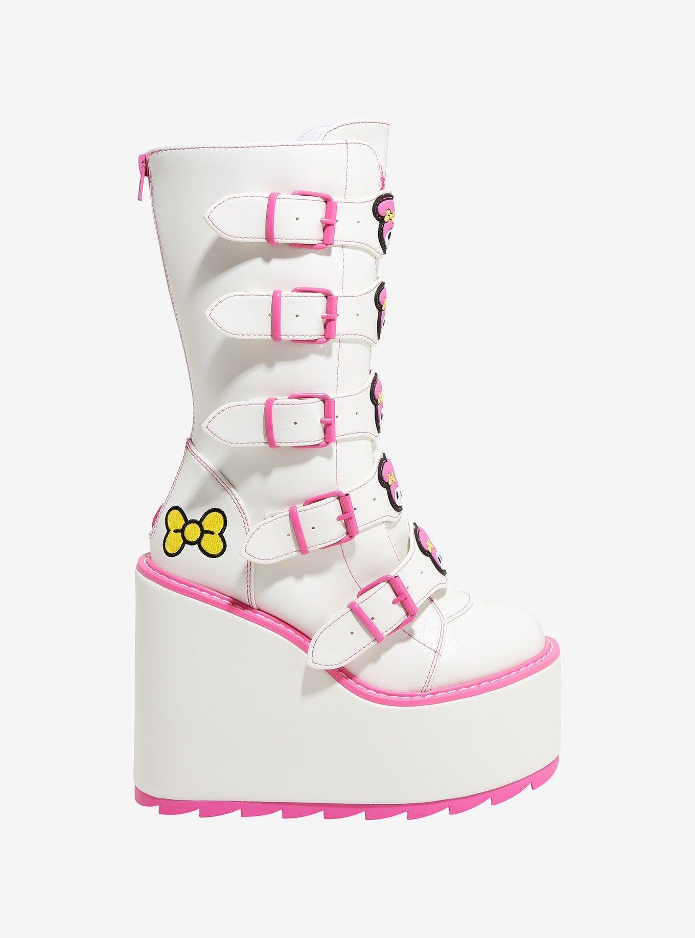 My Melody X YRU White & Pink Dune Platform Boots