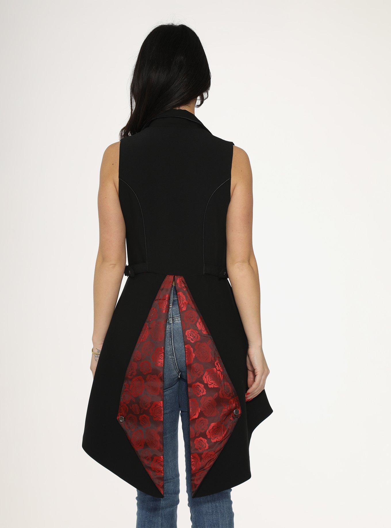 Black Red Rose Vest, BLACK  RED, alternate
