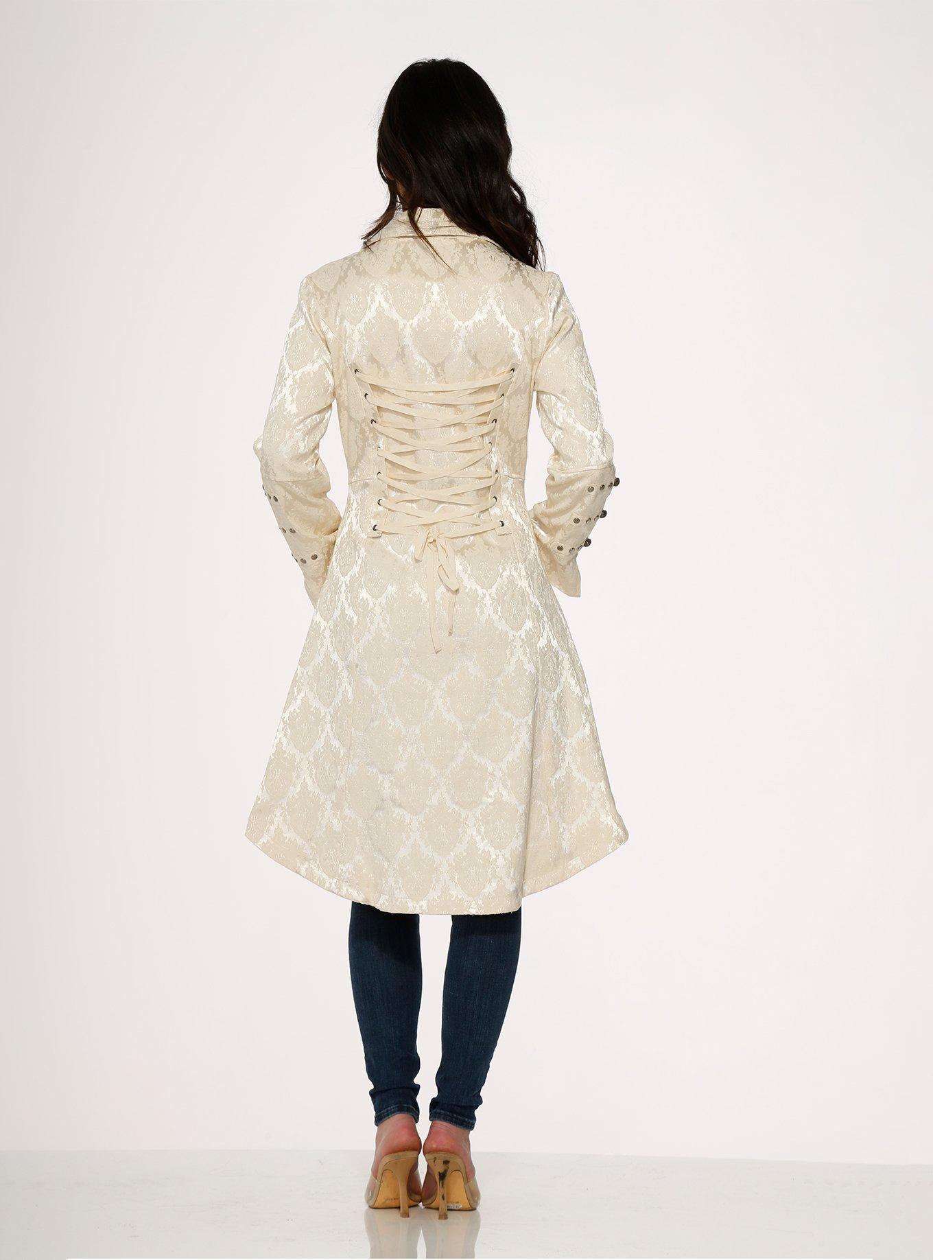 Off-White Brocade Coat, , hi-res