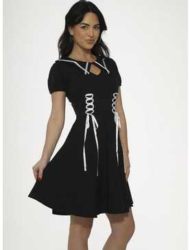 Black White Trim Dress, , hi-res