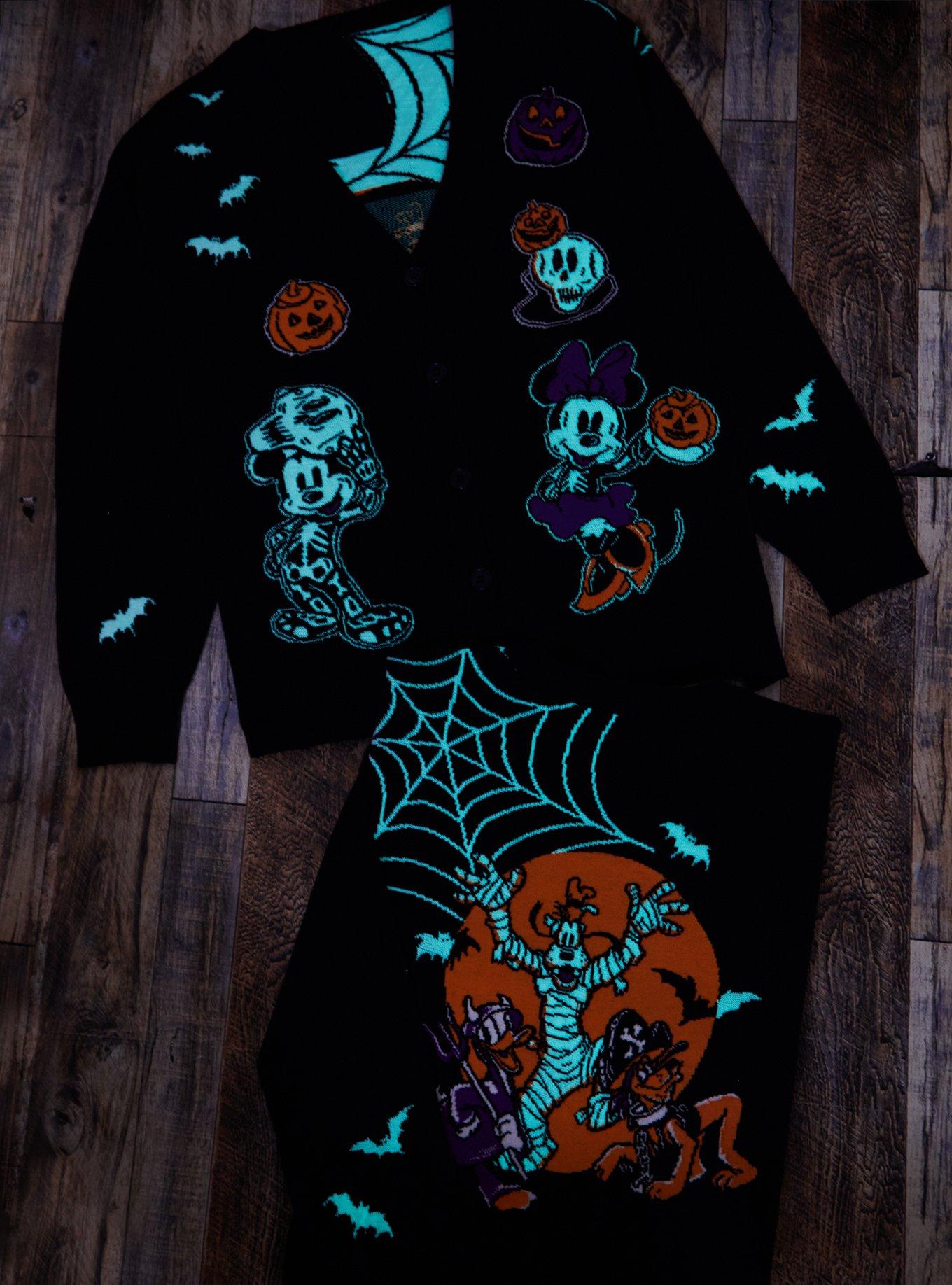 Disney Mickey Mouse and Friends Halloween Costume Glow-in-the-Dark Women's Cardigan - BoxLunch Exclusive, BLACK, alternate