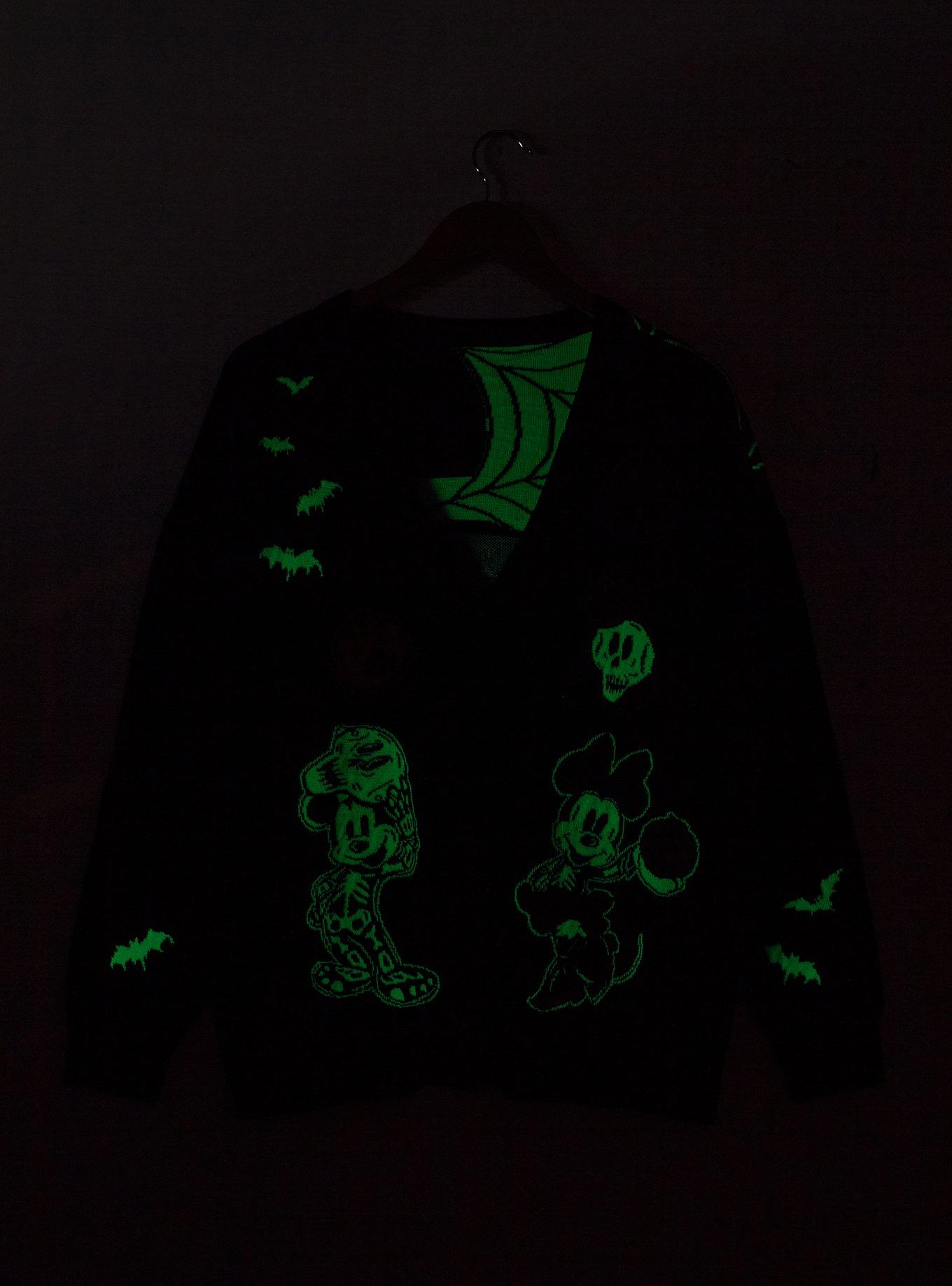 Disney Mickey Mouse and Friends Halloween Costume Glow-in-the-Dark Women's Plus Size Cardigan - BoxLunch Exclusive, BLACK, alternate