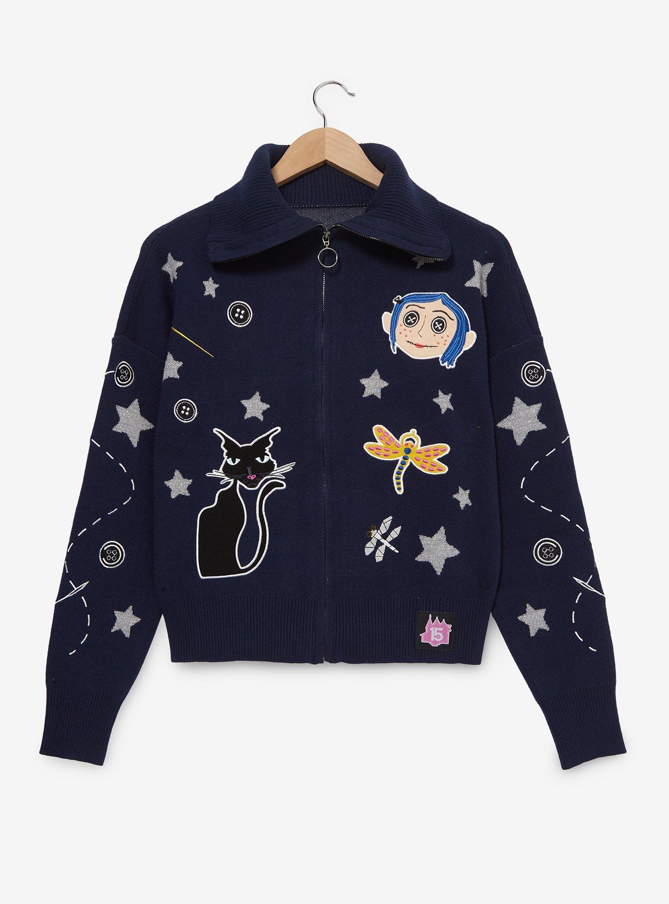 Coraline Icons Women's Zippered Sweater - BoxLunch Exclusive, , hi-res